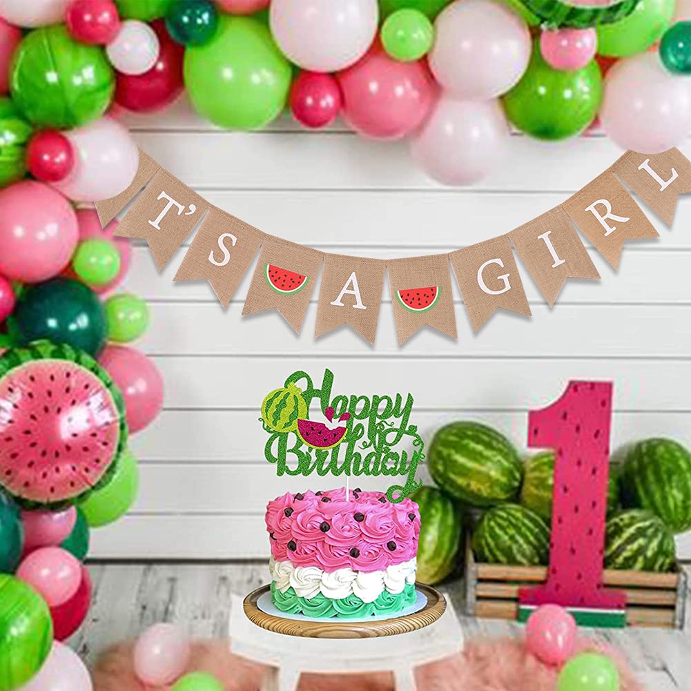 Watermelon Baby Shower Decorations - 'It's A Girl' Banner & Party Supplies for Gender Reveal, Newborn Announcements - Perfect for Summer Baby Showers, Nursery Decor & Gender Reveal Parties