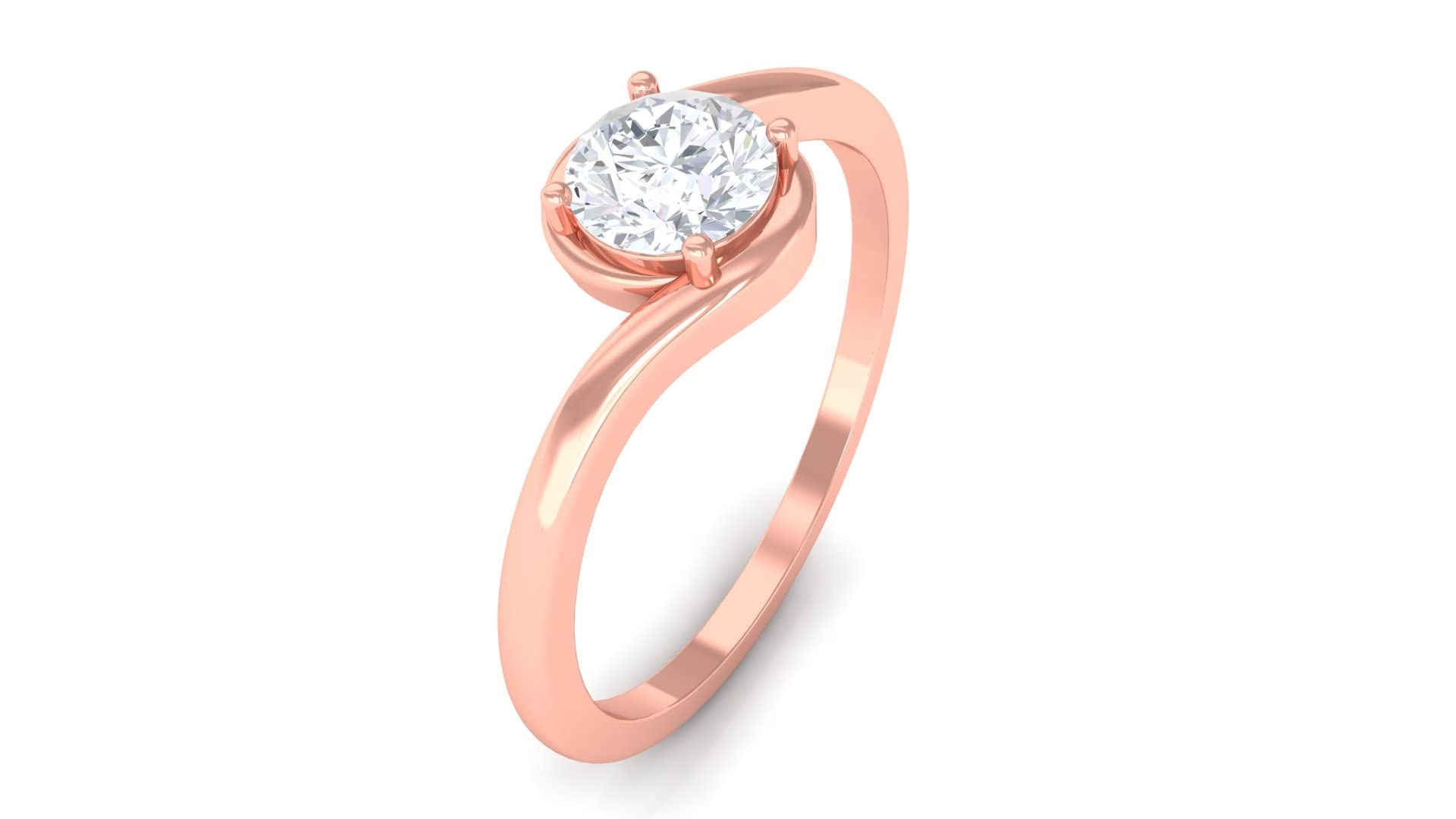 1/2 CT Round Cut Moissanite Solitaire Promise Ring for Women - 14K Solid Gold Bypass Engagement Ring - Perfect for Anniversaries, Proposals & Special Occasions