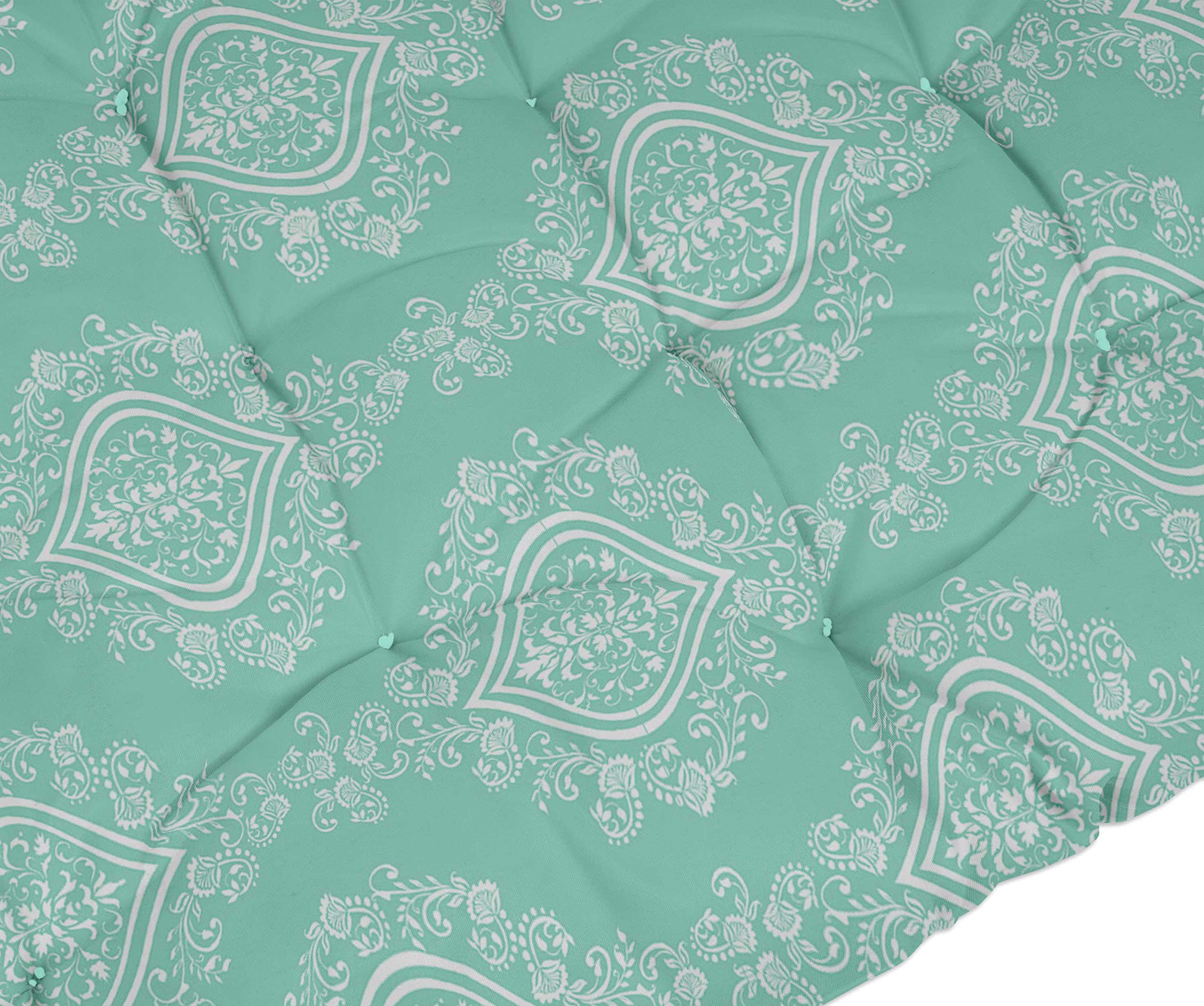 Quilted Thick Padded Seat Cushion for Rocking Chair, Sofa & Recliner - 74x23 Inch Outdoor Garden Bench Cushion with Ties - Aquamarine Blue - Perfect for Patio, Deck & Terrace Relaxation