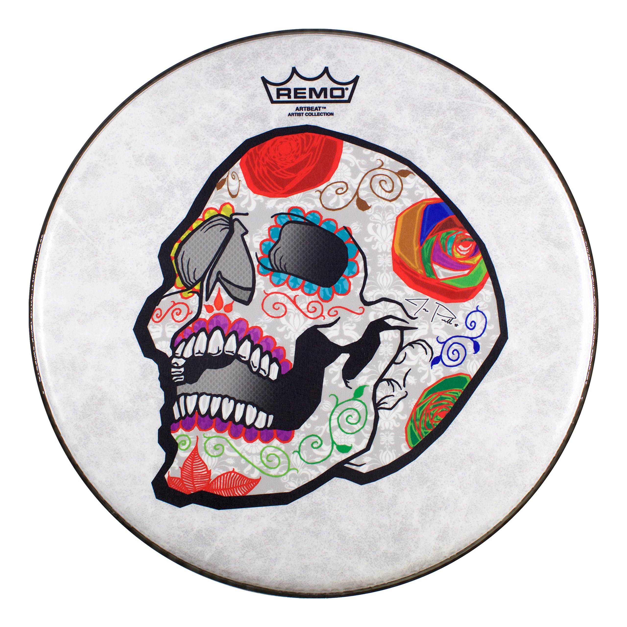 Remo ArtBEAT Artist Collection Drumhead - José Pasillas Candy Skull Design | Premium Drum Head for Drummers & Percussionists | Perfect for Live Performances, Studio Recording & Practice Sessions