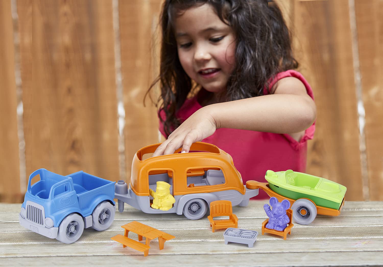 Green Toys RV Camper Playset & Speed Boats - Eco-Friendly Toy Vehicles for Kids | Pretend Play, Bath Time Fun & Storybook Adventures
