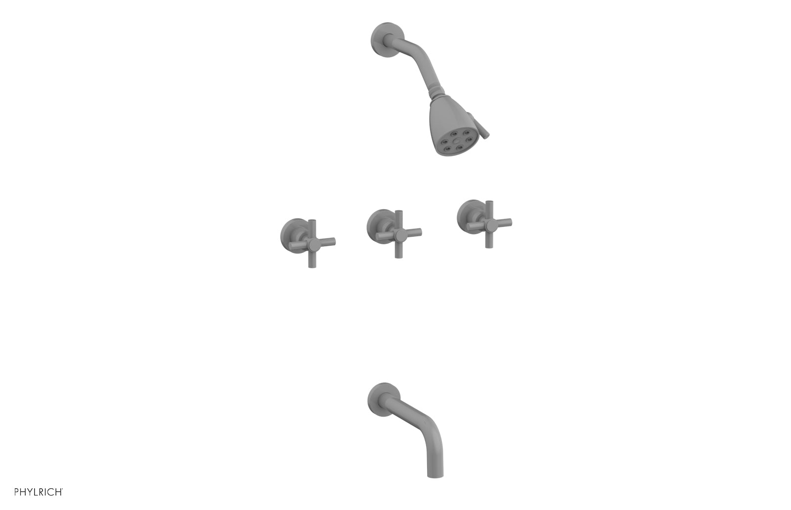 D2134 Basic Three Handle Tub and Shower Faucet Set - 7 1/2 Inch Spout with Tubular Cross Handles - Perfect for Bathroom Renovation and Home Upgrade