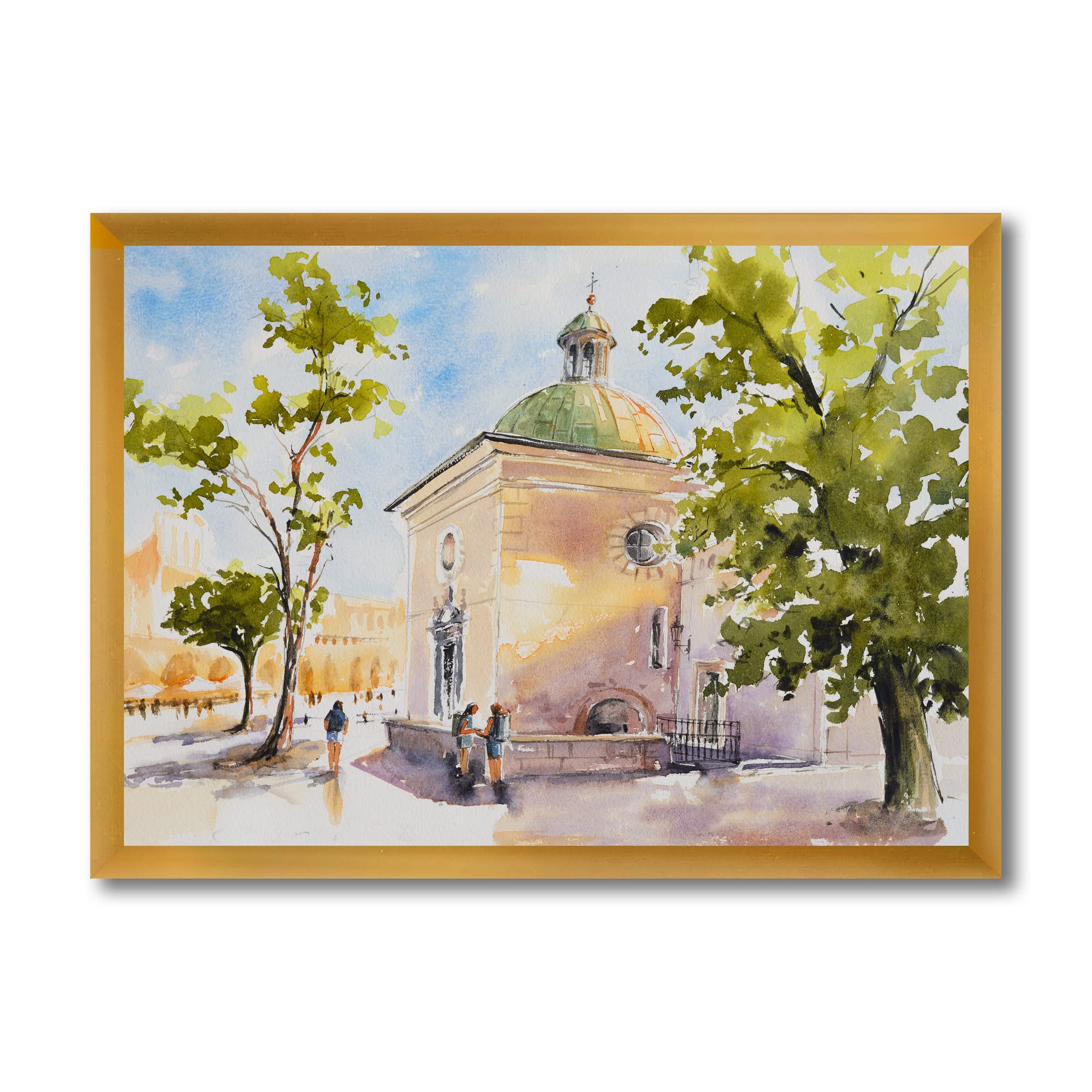 Rustic Church in the Village Country Framed Wall Art - Vintage Farmhouse Decor for Living Room, Bedroom & Office - Perfect Countryside Home Decoration Gift