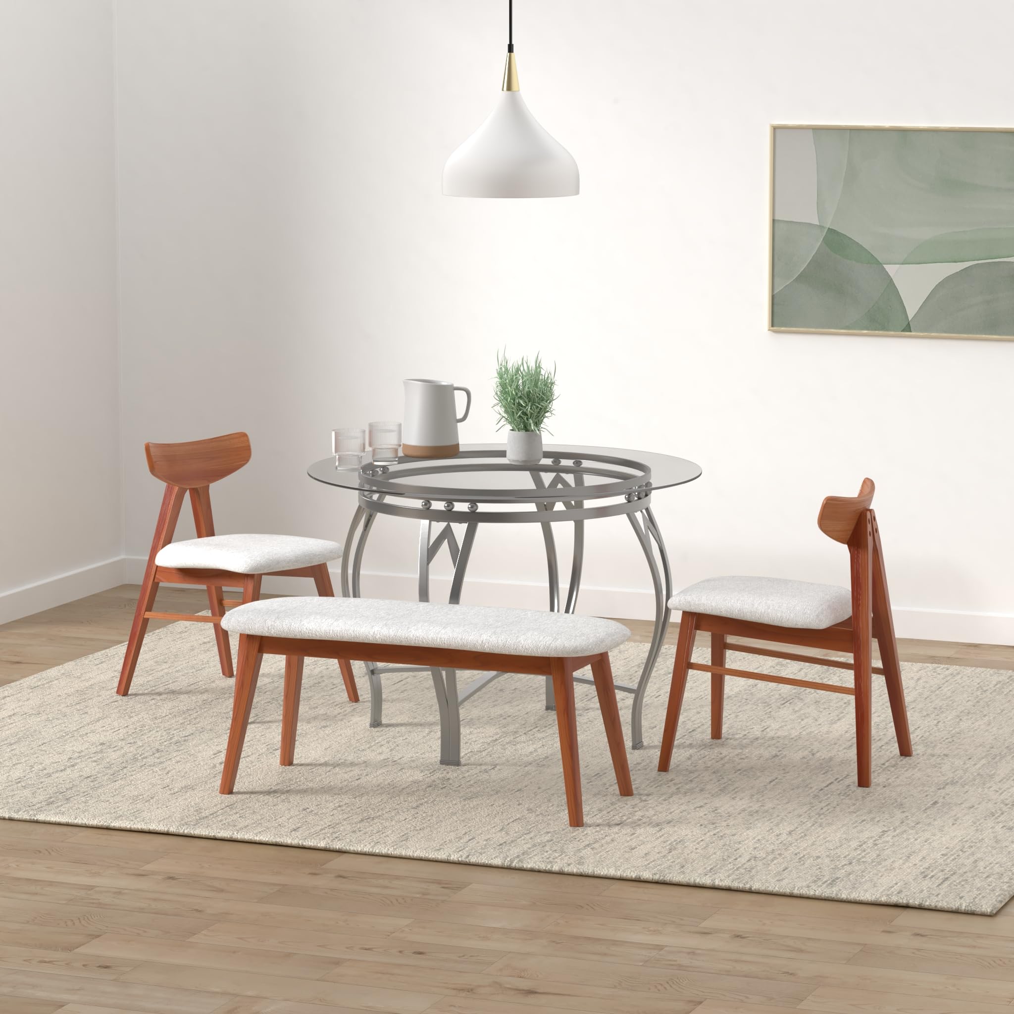 Flash Furniture Syracuse 42-inch Round Glass Dining Table with Metal Frame - Clear/Silver Finish for Modern Kitchen, Dining Room, or Office Conference Area