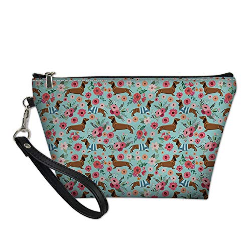 Chaqlin Travel Makeup Train Case - Portable Cosmetic Organizer for Women | Waterproof Makeup Brush & Toiletry Storage Bag with Dachshund Design | Perfect for Travel, Gym & Daily Use