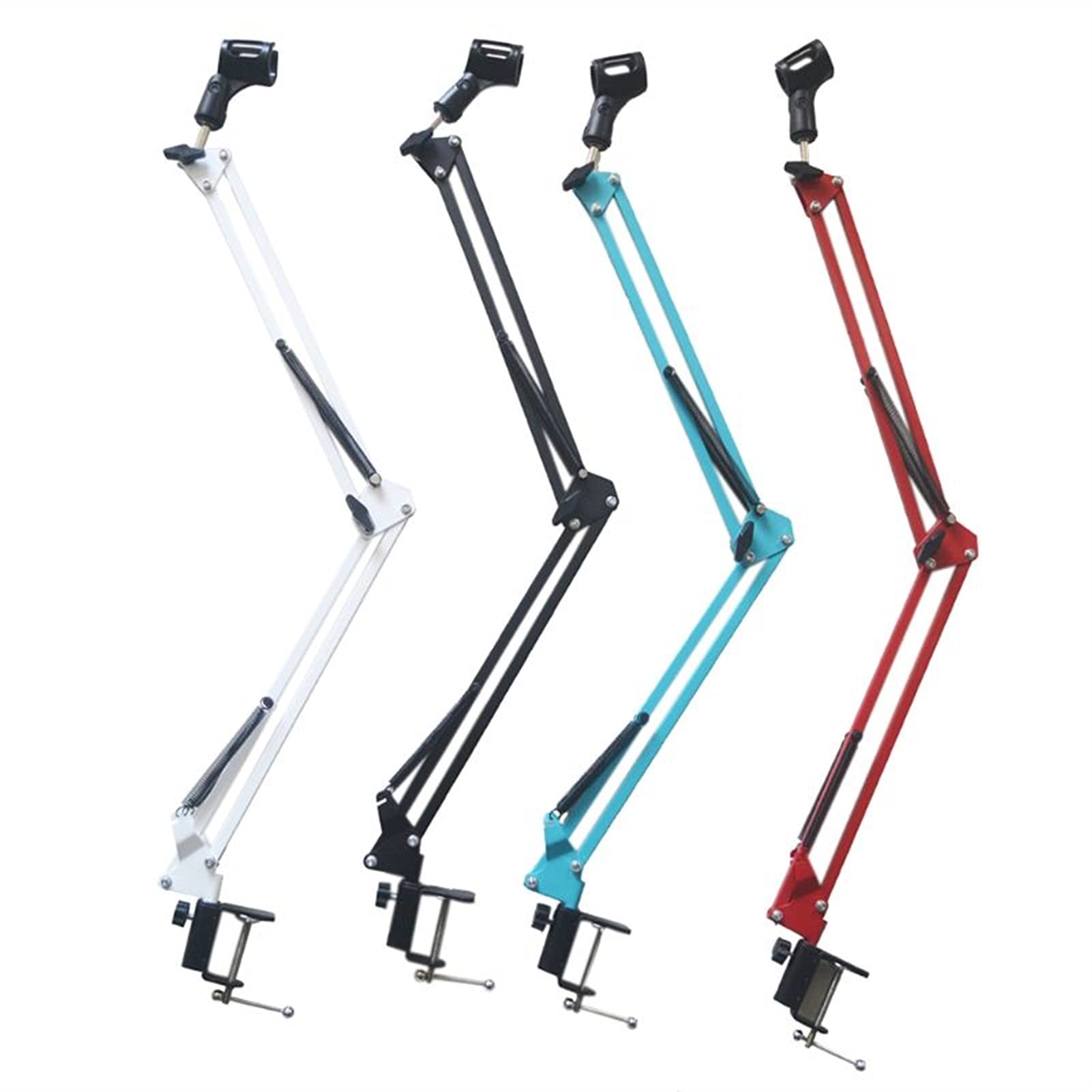 Adjustable Extendable Microphone Stand with Suspension Boom Scissor Arm & Table Mounting Clamp - Professional Recording Mic Holder (Black) - Perfect for Podcasting, Streaming, Voiceovers & Home Studio Setup