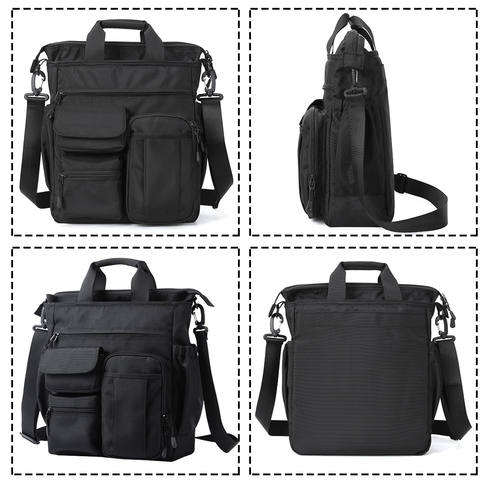 Men's Messenger Crossbody Shoulder Bag - Durable Work & Travel Laptop Briefcase with Multiple Pockets - Business Office & Commuting Essential (Black)
