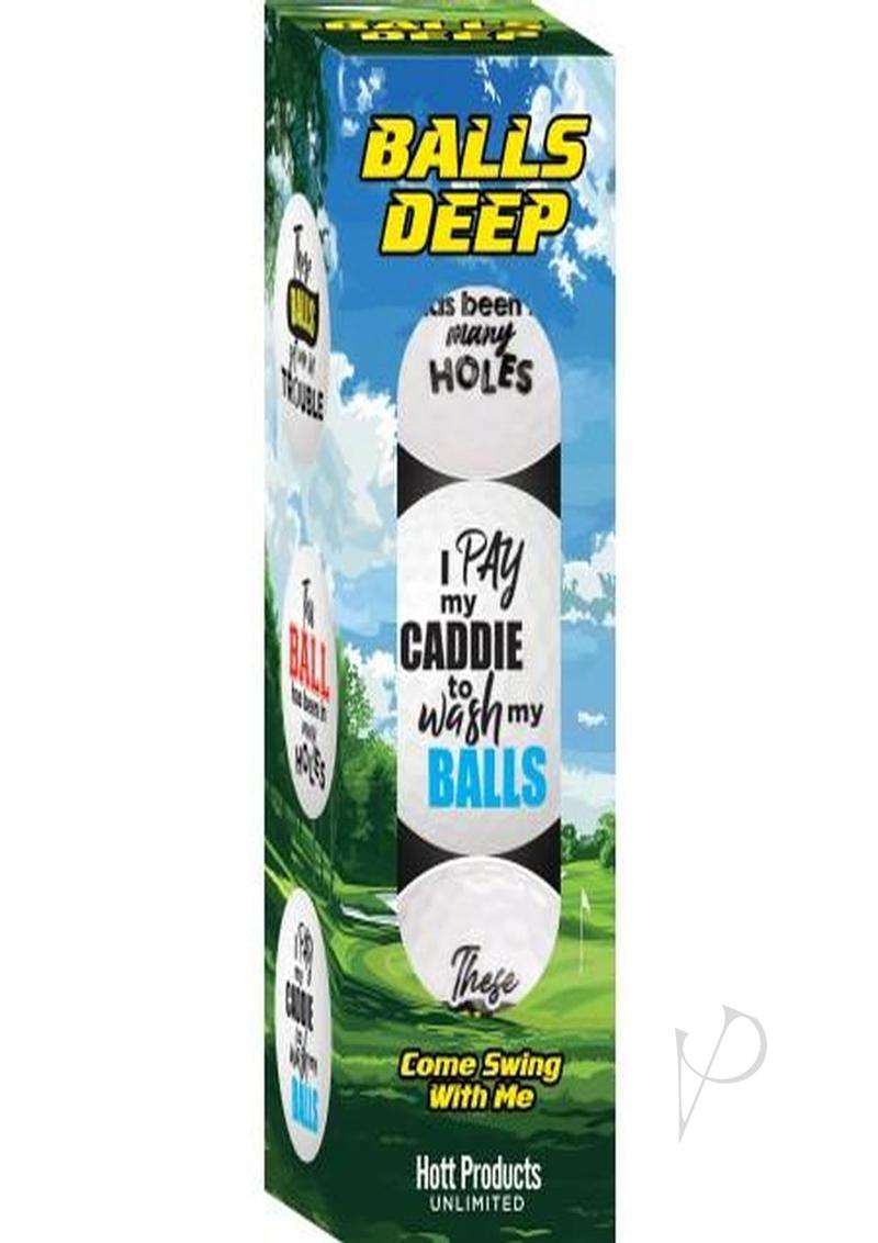 Funny Golf Balls with 'Balls Deep' Slogan - 3 Pack Assorted Colors for Golf Gifts & Novelty Play