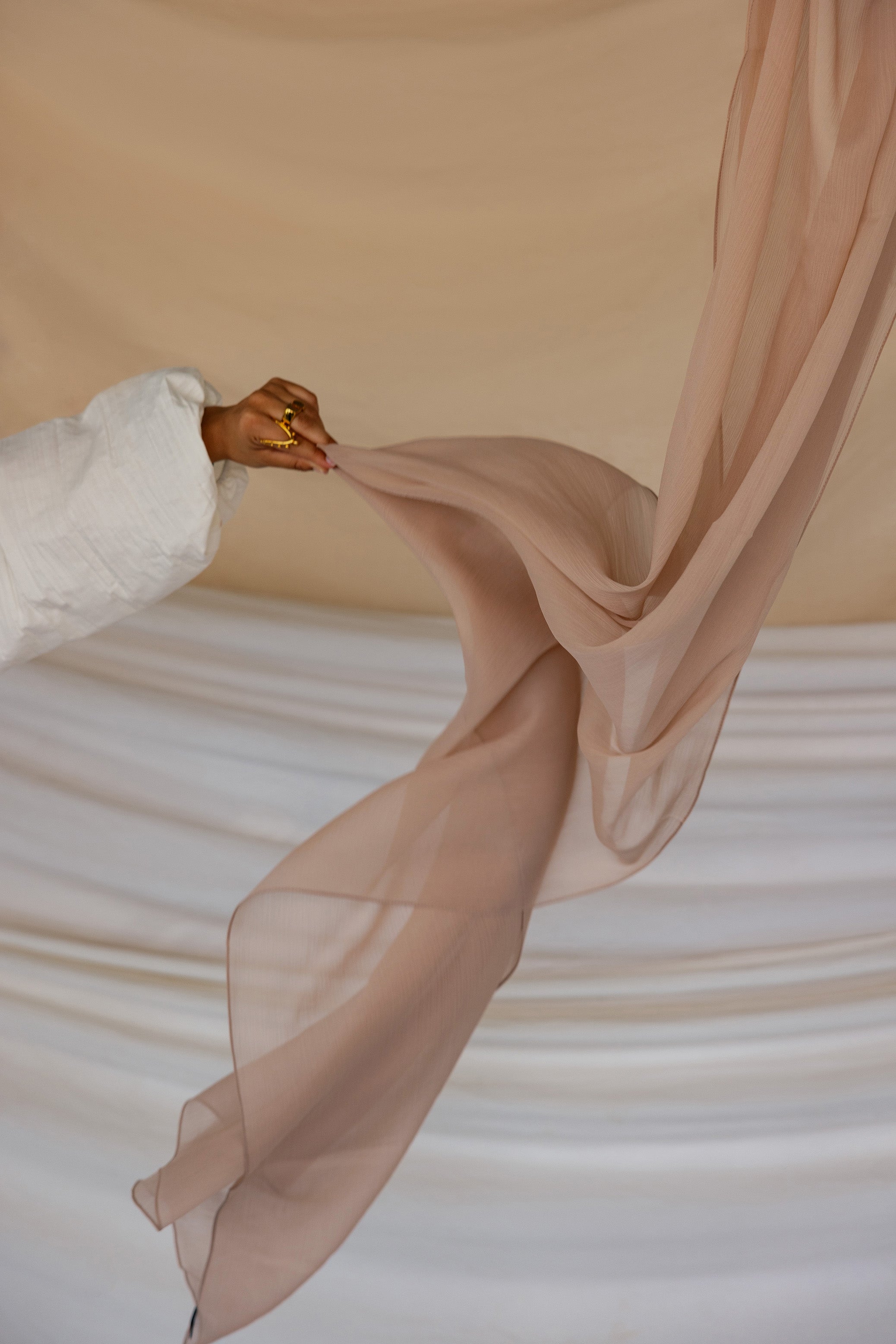 Honey Amber Crinkle Chiffon Fabric - Soft Flowy Material for Dresses, Scarves & DIY Fashion Projects | Perfect for Boho, Summer & Evening Wear