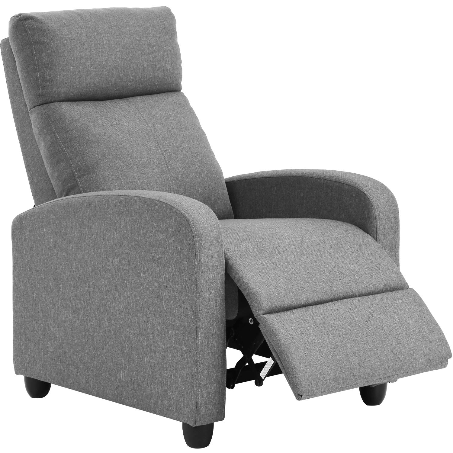FDW Recliner Chair - Grey Single Reclining Sofa with Padded Seat & Backrest for Living Room, Home Theater, Lounge | Perfect for Relaxing, Watching Movies & Napping
