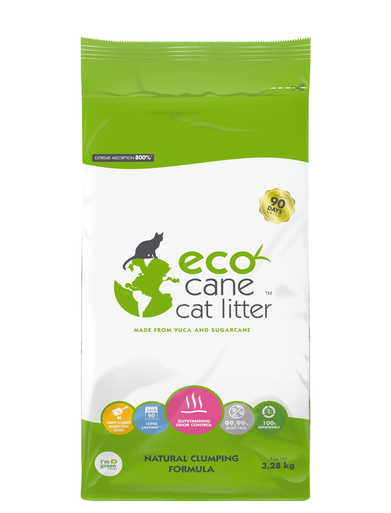 Eco-Friendly Natural Scented Cat Litter - 7.23lb (3.28kg) Biodegradable Clumping Kitty Litter for Odor Control | Perfect for Multi-Cat Homes & Small Spaces