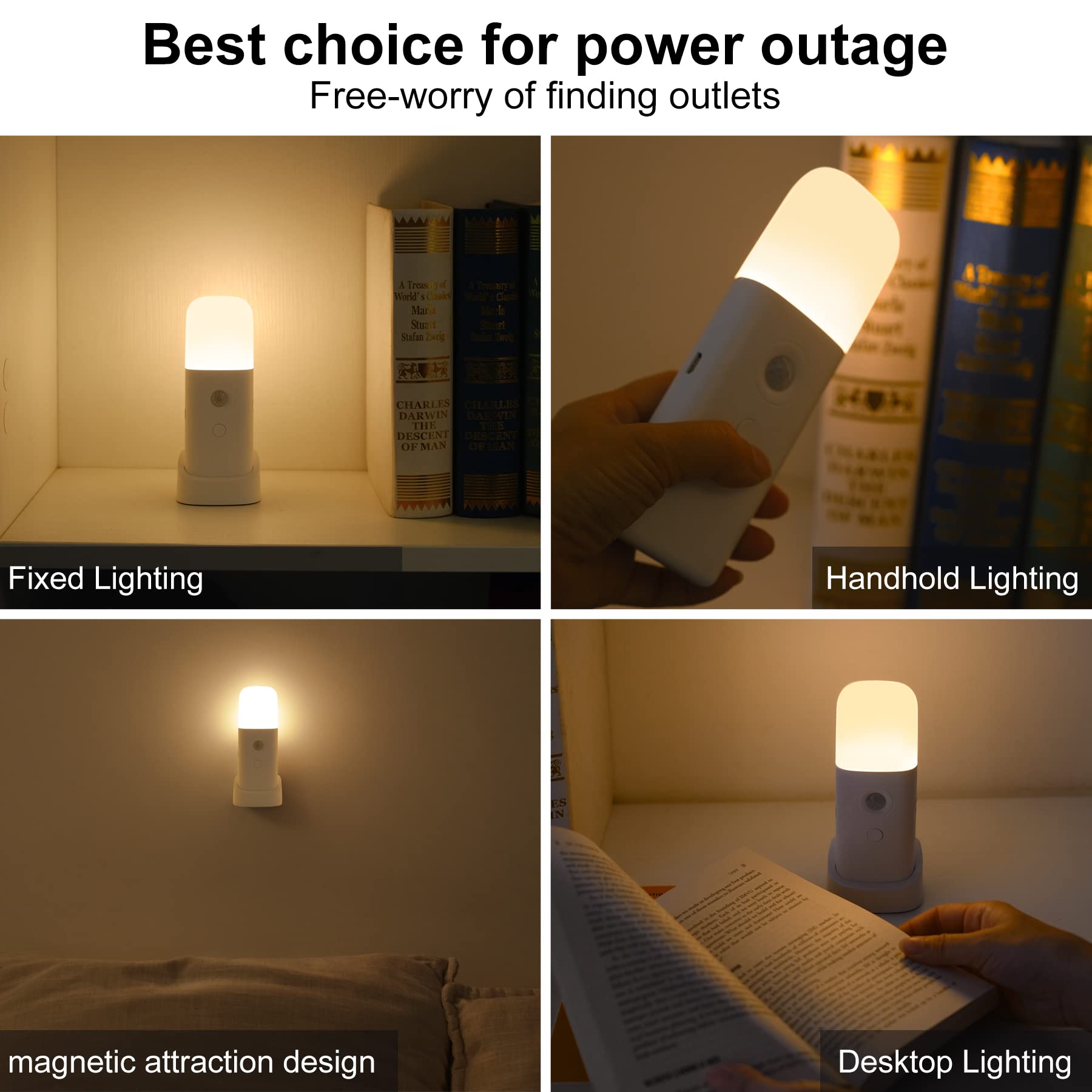 Motion Sensor Night Light for Kids - 2000mAh Rechargeable Battery Operated LED Table Lamp, 5-Level Dimmable Nursery Light for Bedroom, Bathroom & Hallway - Perfect for Nighttime Feeding, Bathroom Visits & Safe Navigation