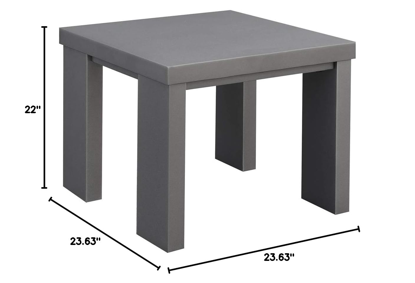 Furniture of America Gray Aluminum Framed End Table with Plank Style Top - Perfect for Living Room, Bedroom & Patio Decor