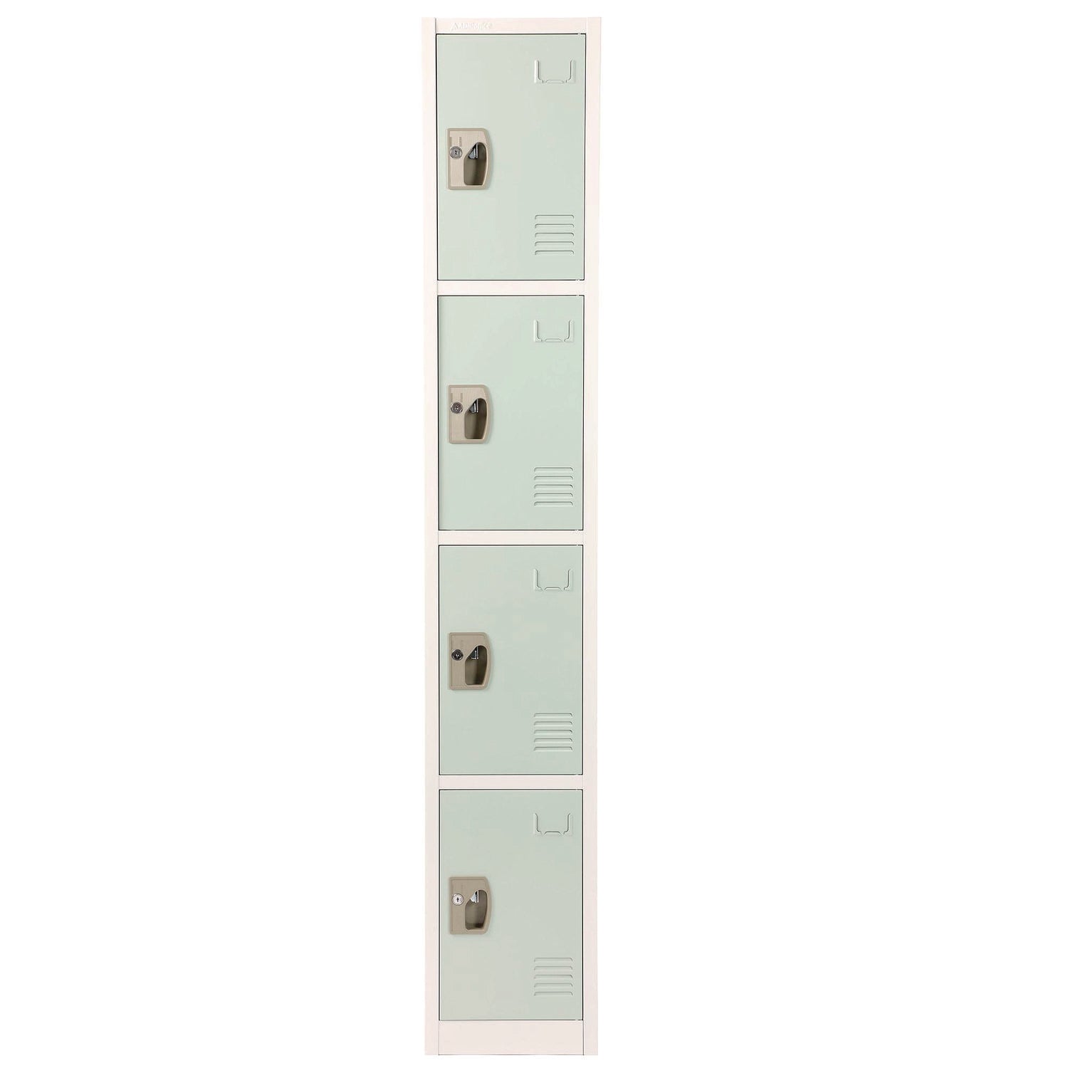 Steel Storage Locker with 4 Compartments - 12 x 12 x 72 Inches, Misty Green - Heavy-Duty School, Gym & Office Locker for Secure Storage
