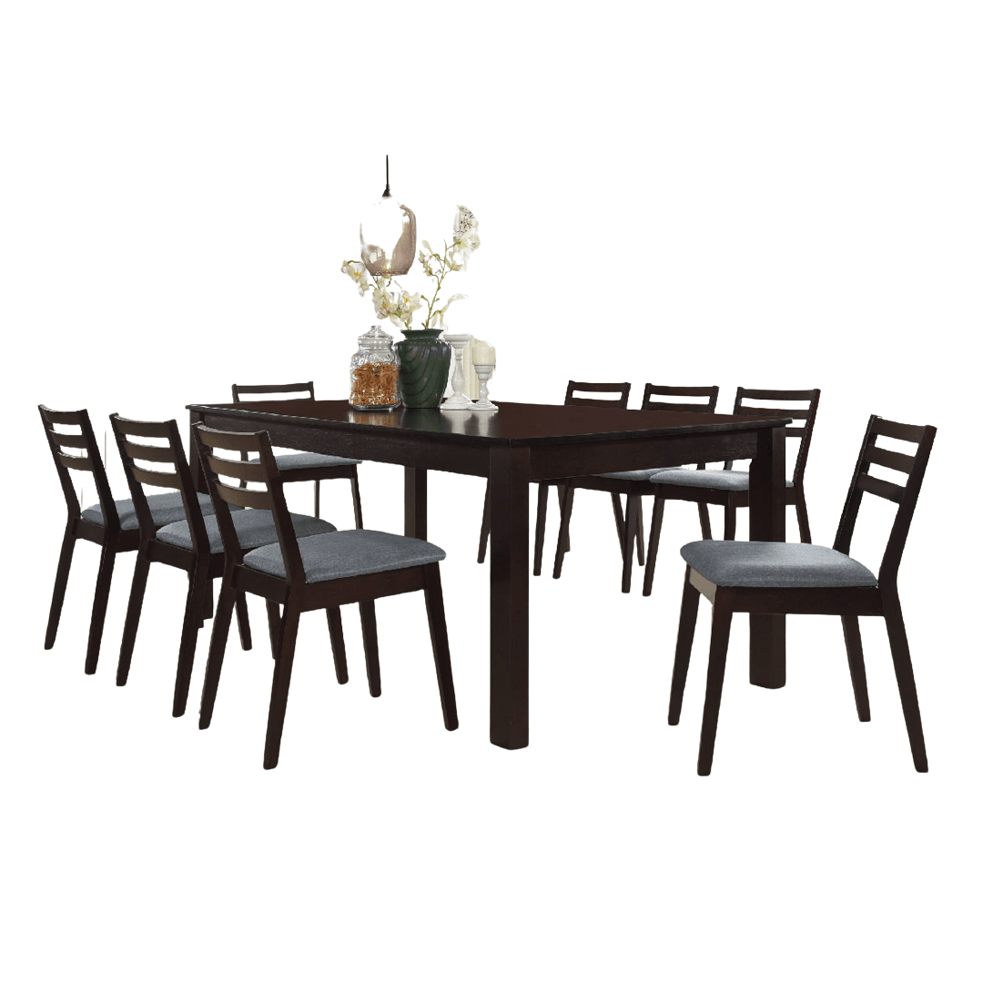 Jessamine 9-Piece Wooden Dining Set - Solid Wood Table & 8 Chairs for Kitchen, Dining Room, or Outdoor Patio - Rustic Farmhouse Style Furniture Set for Family Gatherings & Entertaining