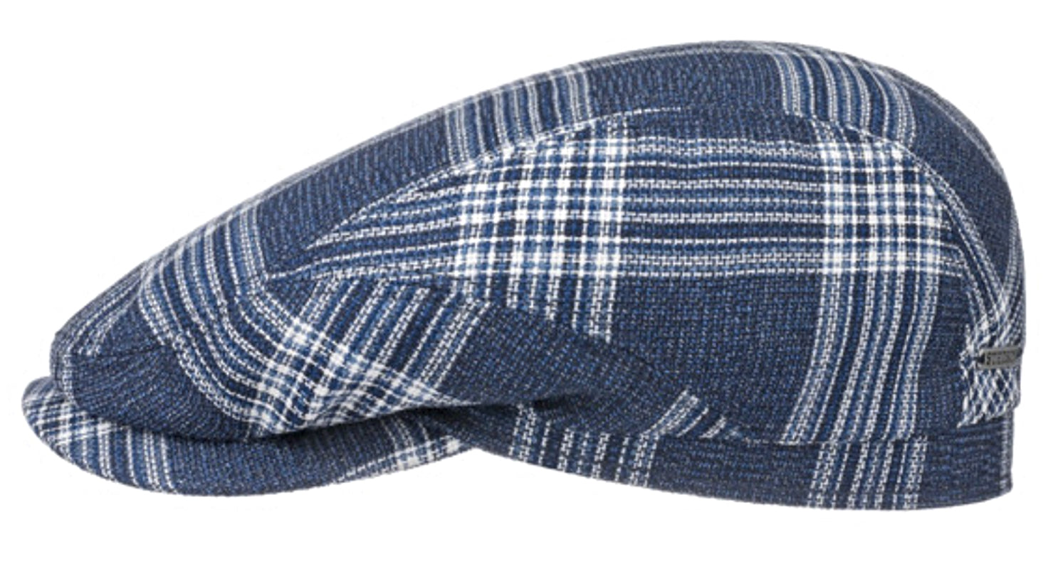 Stetson Men's Linen Driver Cap - Classic Prince of Wales Check Pattern in Blue | Perfect for Casual Outings, Golfing & Vintage Style Fashion