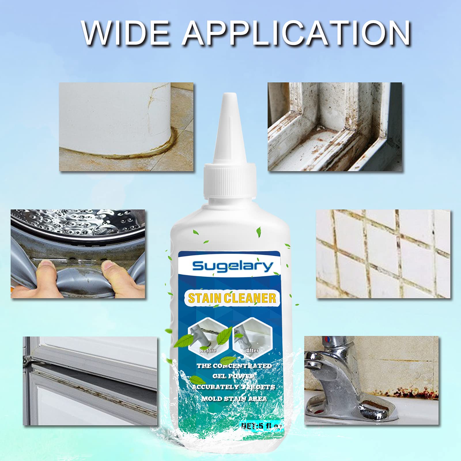 Sugelary Home Remover Gel - Powerful Washing Machine Cleaner & Refrigerator Strips | Effective Grout Cleaner for Sink, Kitchen & Shower | Deep Cleaning Solution for Home Appliances (2-Pack) - Perfect for Regular Home Maintenance & Appliance Care