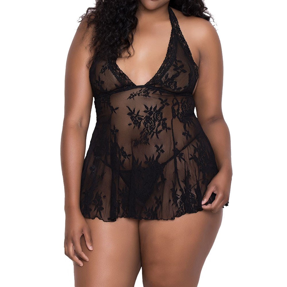 Handyulong Plus Size Sexy Lingerie for Women - Lace Babydoll Chemise Teddy Bodysuit Nightwear | Romantic Valentine's Gift & Boudoir Outfit