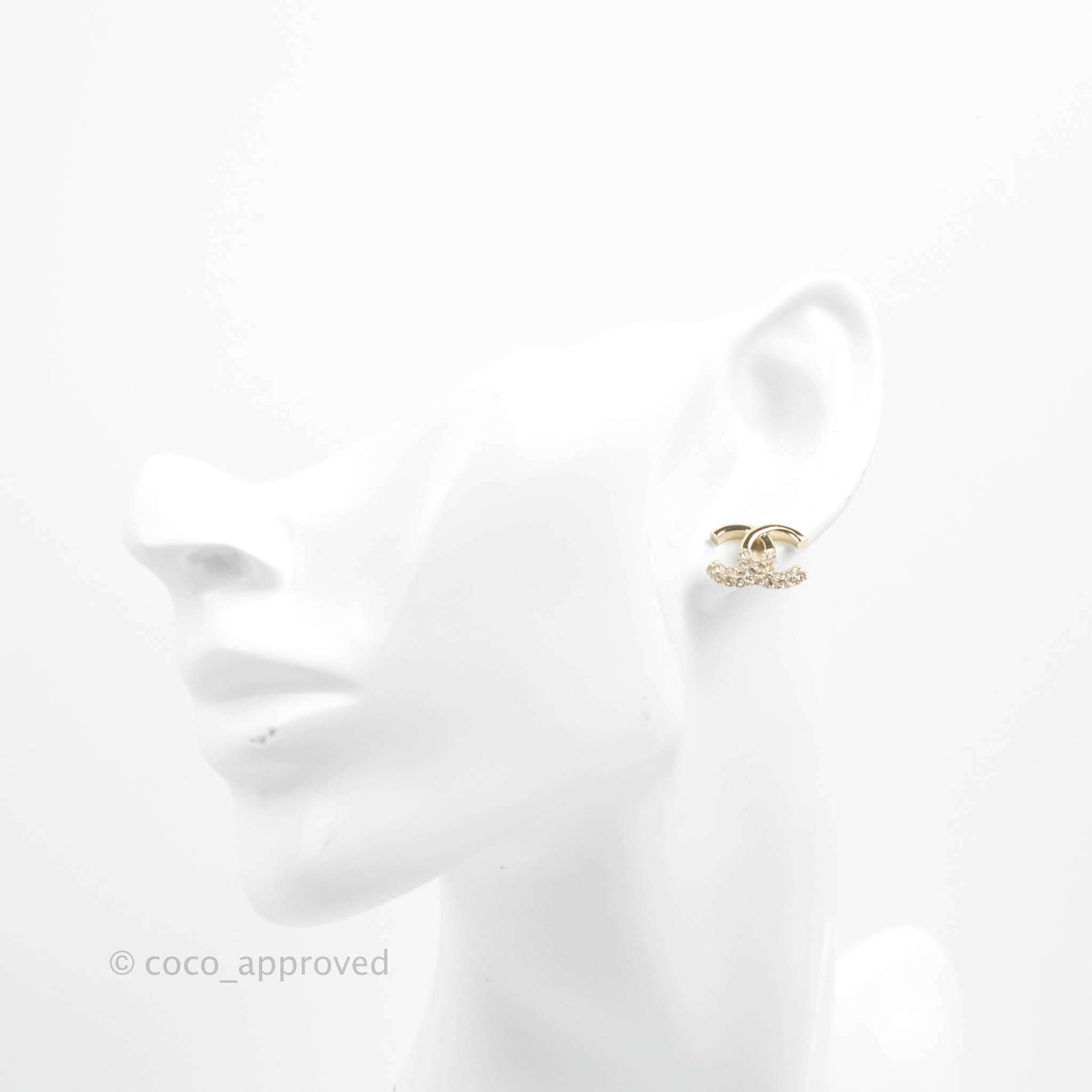 Chanel CC Crystal Earrings 22K Gold Tone - Luxury Fashion Jewelry for Women, Perfect for Parties, Weddings & Special Occasions