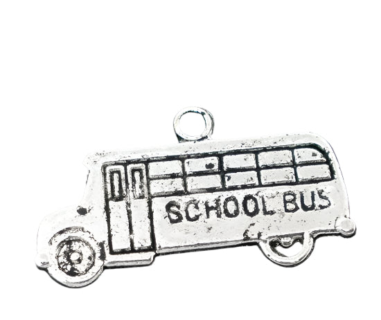 1 School Bus Metal Charm - 5 Pack - Vintage Style Charms for Jewelry Making, DIY Crafts, Keychains & Scrapbooking - Perfect for School Themed Projects & Gifts