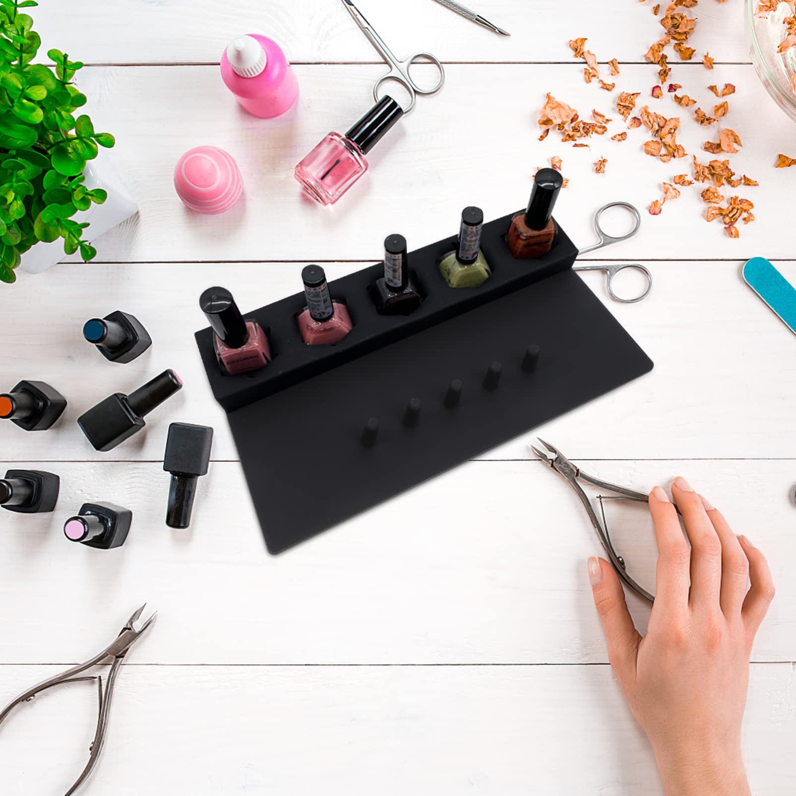 KALLORY Silicone Nail Polish Bottle Holder - Non-Slip Nail Polish Stand for Nail Art & Manicure, Perfect for Salon, Home & Travel Use