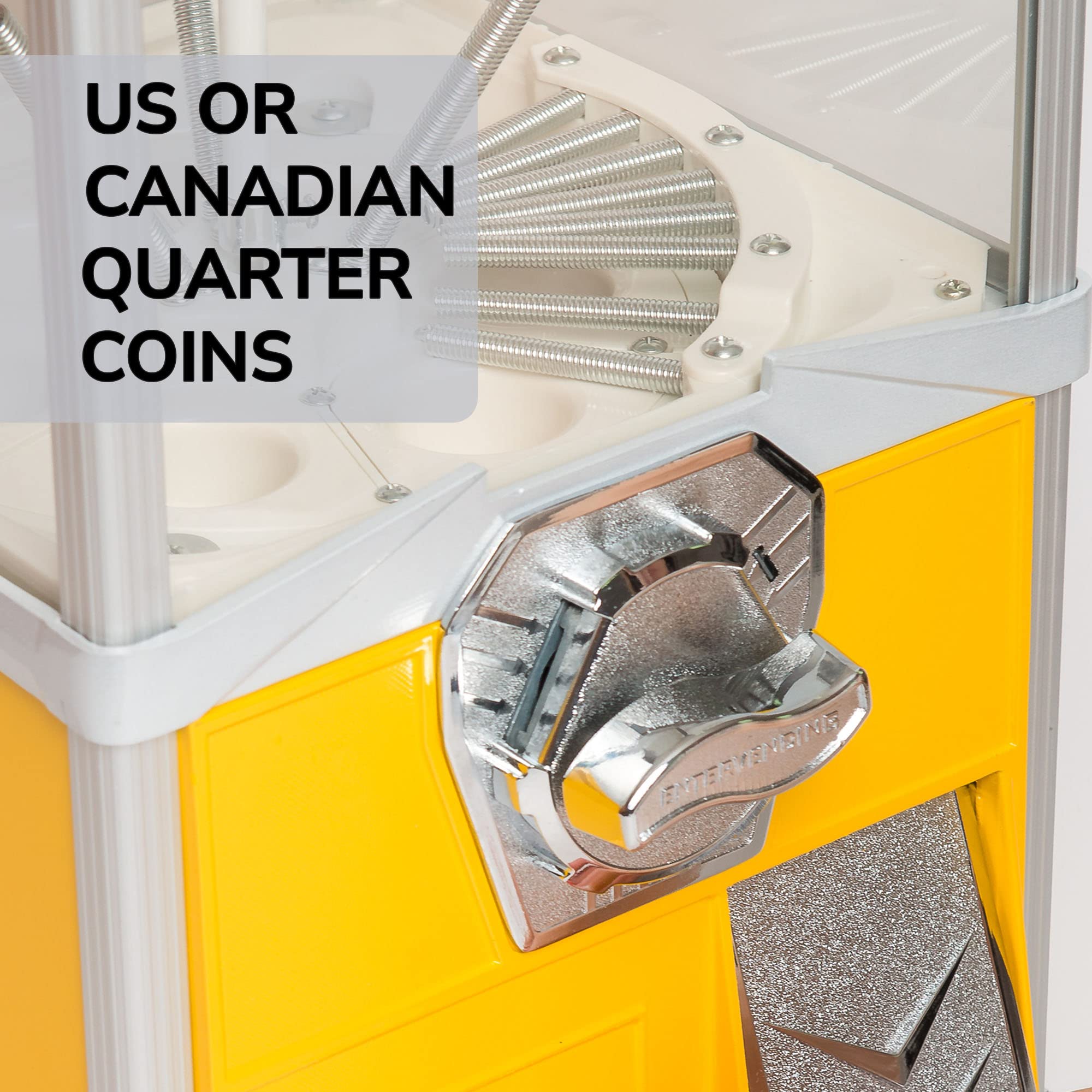 Commercial Big Capsule Vending Machine with Stand - 2 Inch Round Capsule Prize Dispenser for Gumballs, Bouncy Balls & Toys - Yellow Arcade Vending Machine for Malls, Arcades, Restaurants & Retail Stores