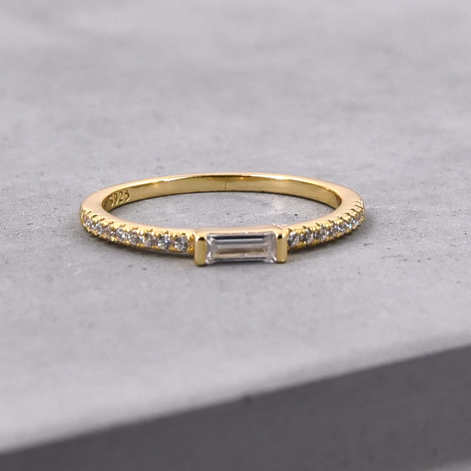 Dainty Emerald Cut CZ Wedding Band Ring for Women - Anniversary & Stacking Jewelry Gift