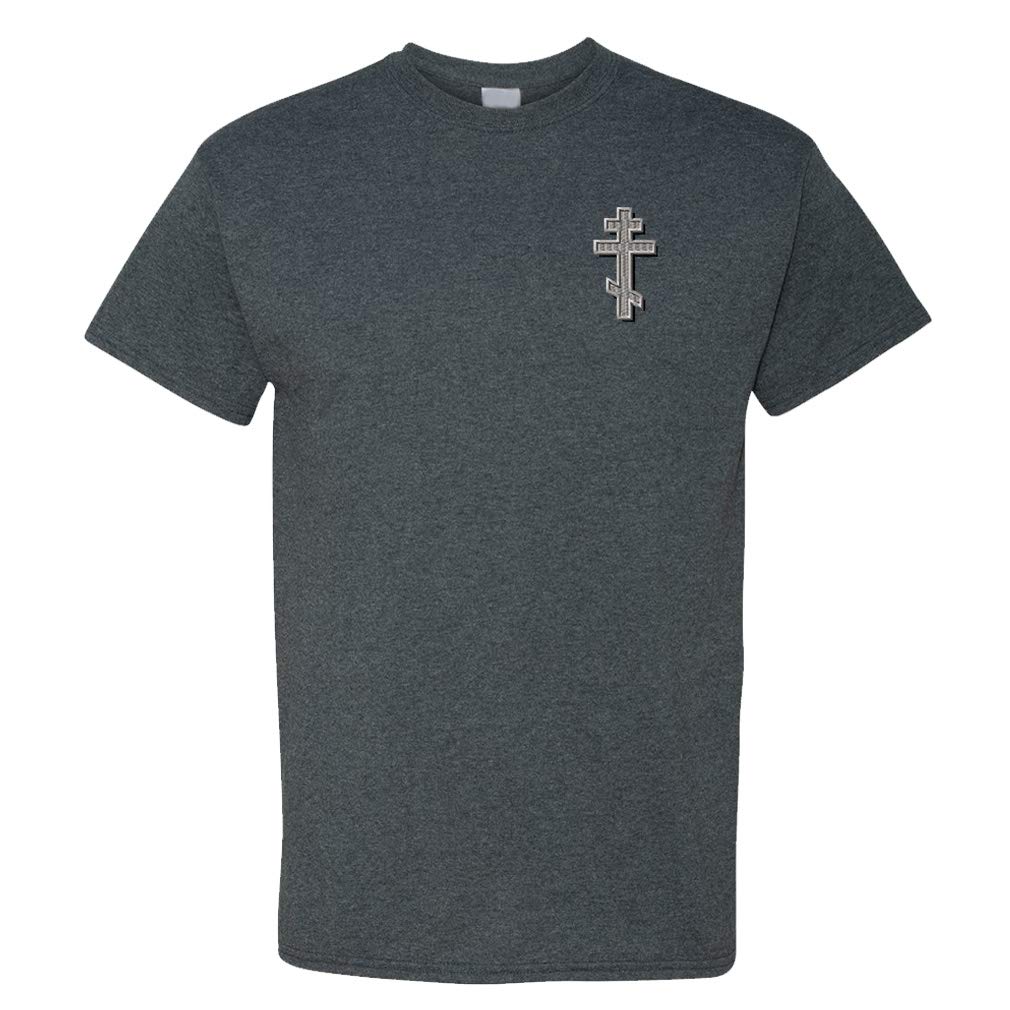Funny Graphic T-Shirts for Men - Orthodox Cross with Shadow Design - 100% Cotton Comfort Fit Tee - Perfect for Casual Wear, Street Style & Everyday Outfits