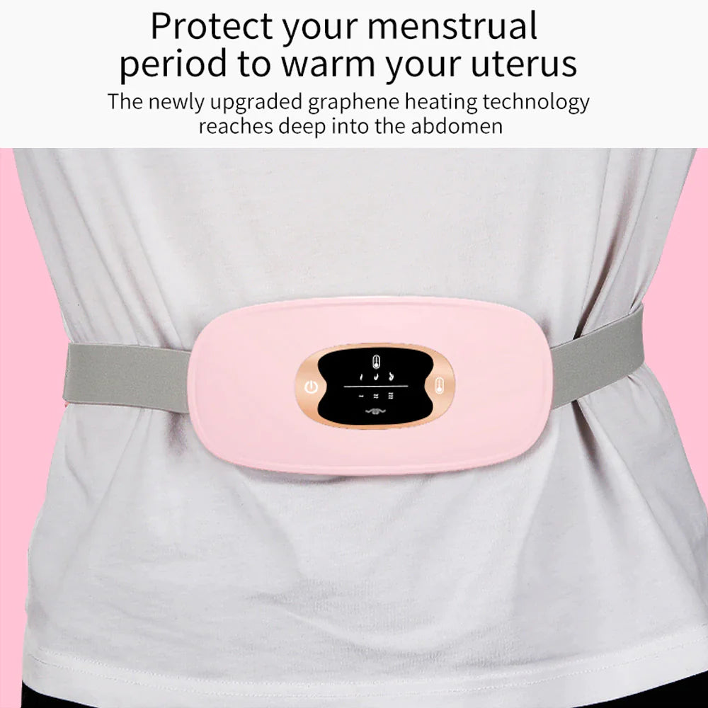 Electric Heating Menstrual Pad Belt with Vibration & Heat Therapy - Period Pain Relief for Women - Comfortable Cramp Relief at Home, Work or During Sleep