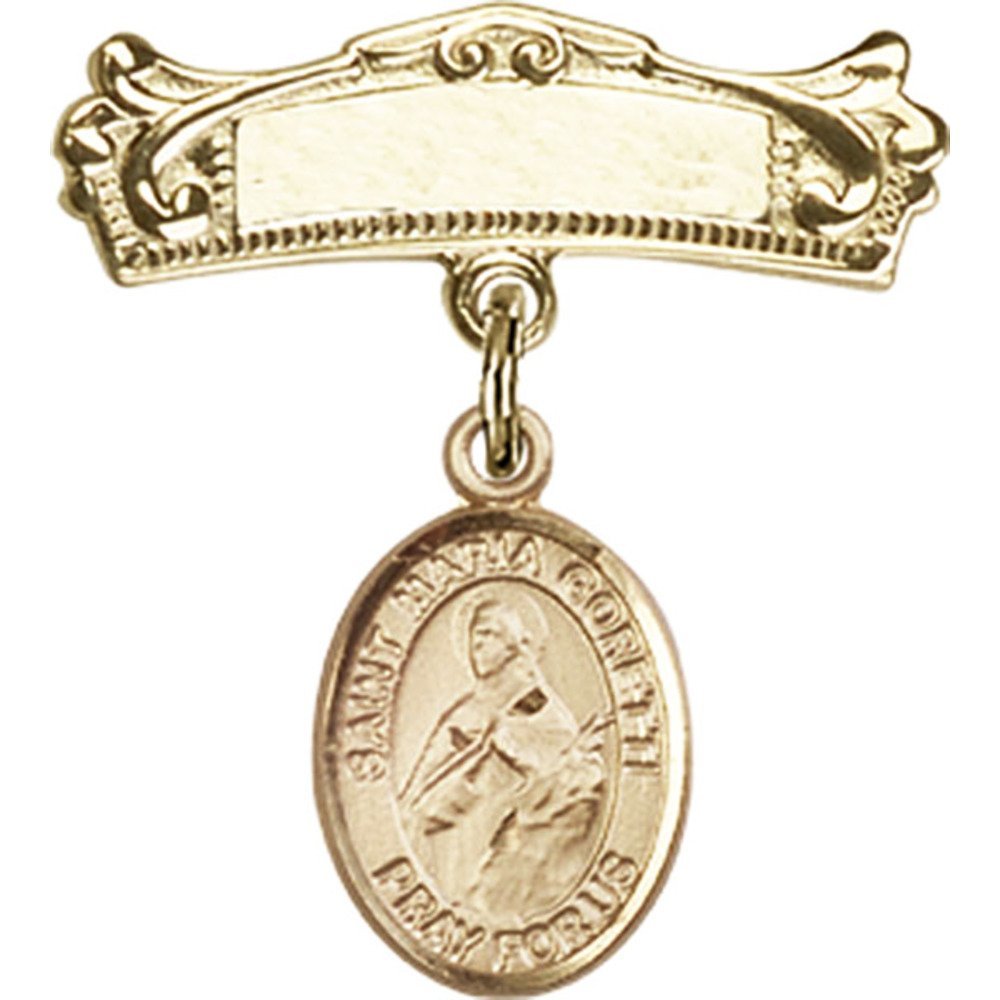 St. Maria Goretti Gold Filled Baby Badge with Arched Polished Pin - 7/8