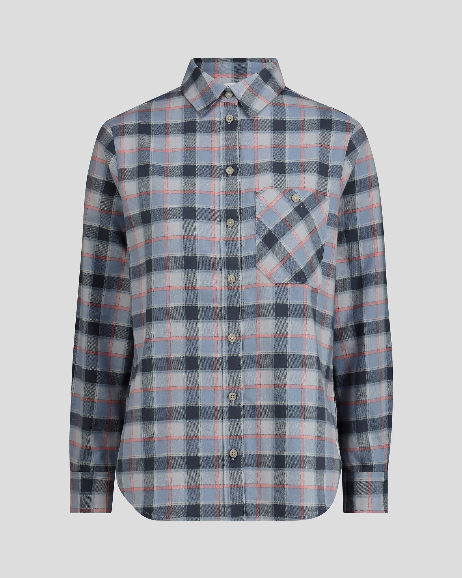 Women's Fyfe Flannel Shirt - Soft Haze Blue Plaid Button Down for Casual Wear & Outdoor Adventures
