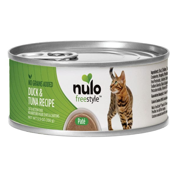 Nulo Freestyle Grain-Free Duck & Tuna Recipe Canned Cat Food for Adult Cats - 5.5oz Can, High-Protein Wet Cat Food for Weight Management & Sensitive Stomachs - Perfect for Picky Eaters & Indoor Cats