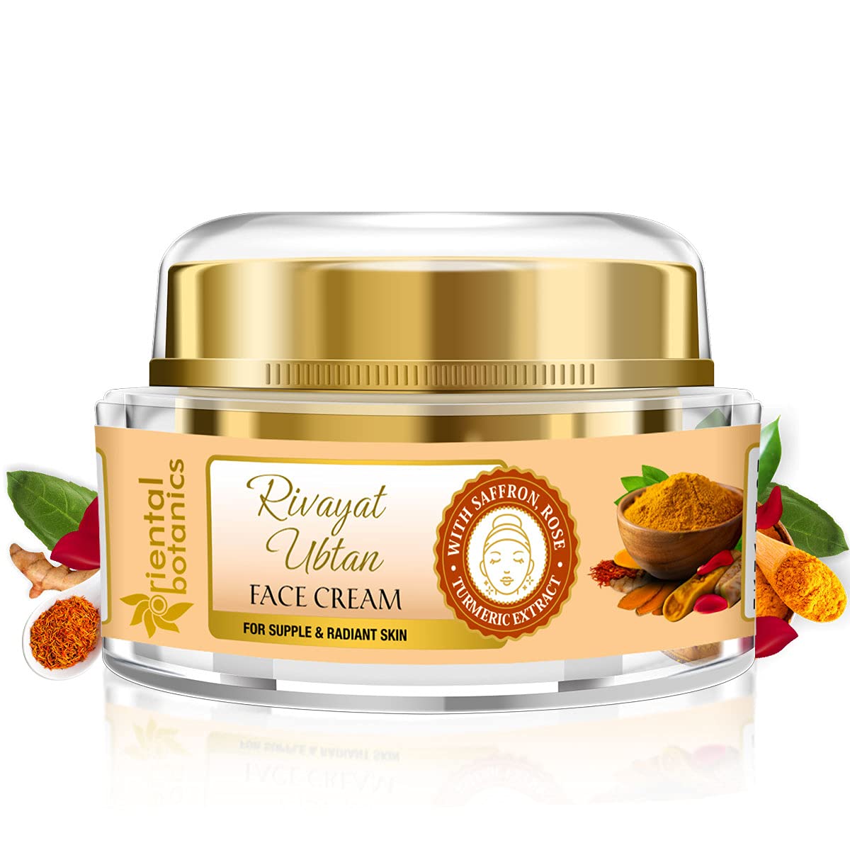 Oriental Botanics Rivayat Ubtan Face Cream 50g - Natural Glow & Nourishment with Traditional Ubtan Ingredients | Paraben & Sulfate Free | Cruelty-Free Vegan Skincare | Perfect for Daily Moisturizing & Brightening Routine
