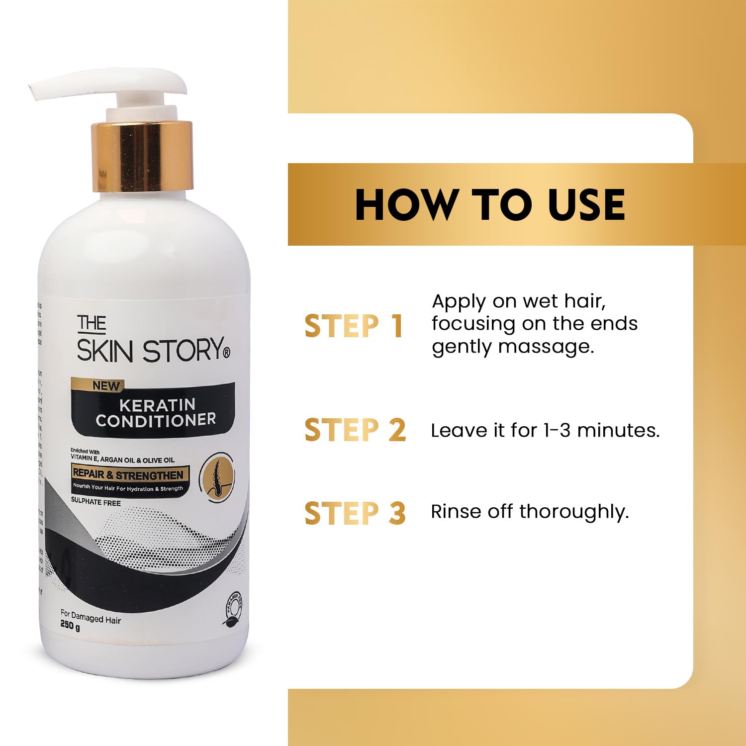 Sulphate Free Hair Conditioner for Colored & Treated Hair - Repair Split Ends & Damaged Hair with Keratin & Argan Oil - Vitamin E Enriched Moisturizing Conditioner for Women & Men (250g) - Perfect for Frizzy, Dry Hair Care & Daily Shine Protection