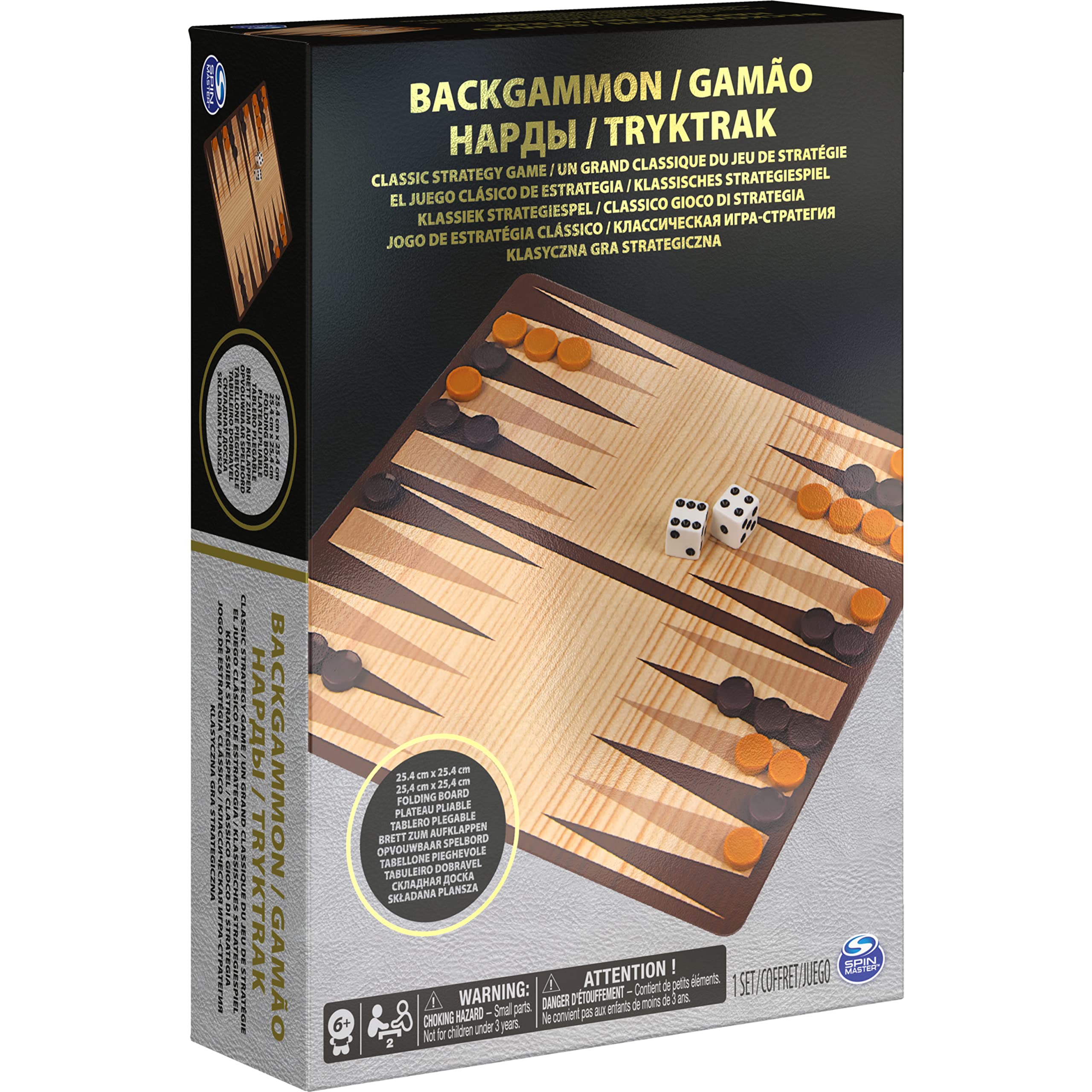 Cardinal Games 6033309 Classic Backgammon Set - Wooden Board Game for Adults & Kids Ages 8+ | Perfect for Family Game Nights, Travel & Strategy Fun