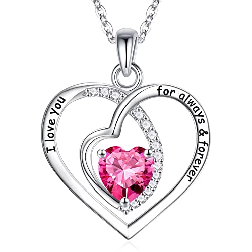 Infinity Love Heart Pendant Necklace for Women - 925 Sterling Silver Birthstone Necklace | Valentine's Day, Mother's Day, Anniversary, Christmas & Birthday Gift for Her | Perfect for Date Nights, Weddings & Special Occasions