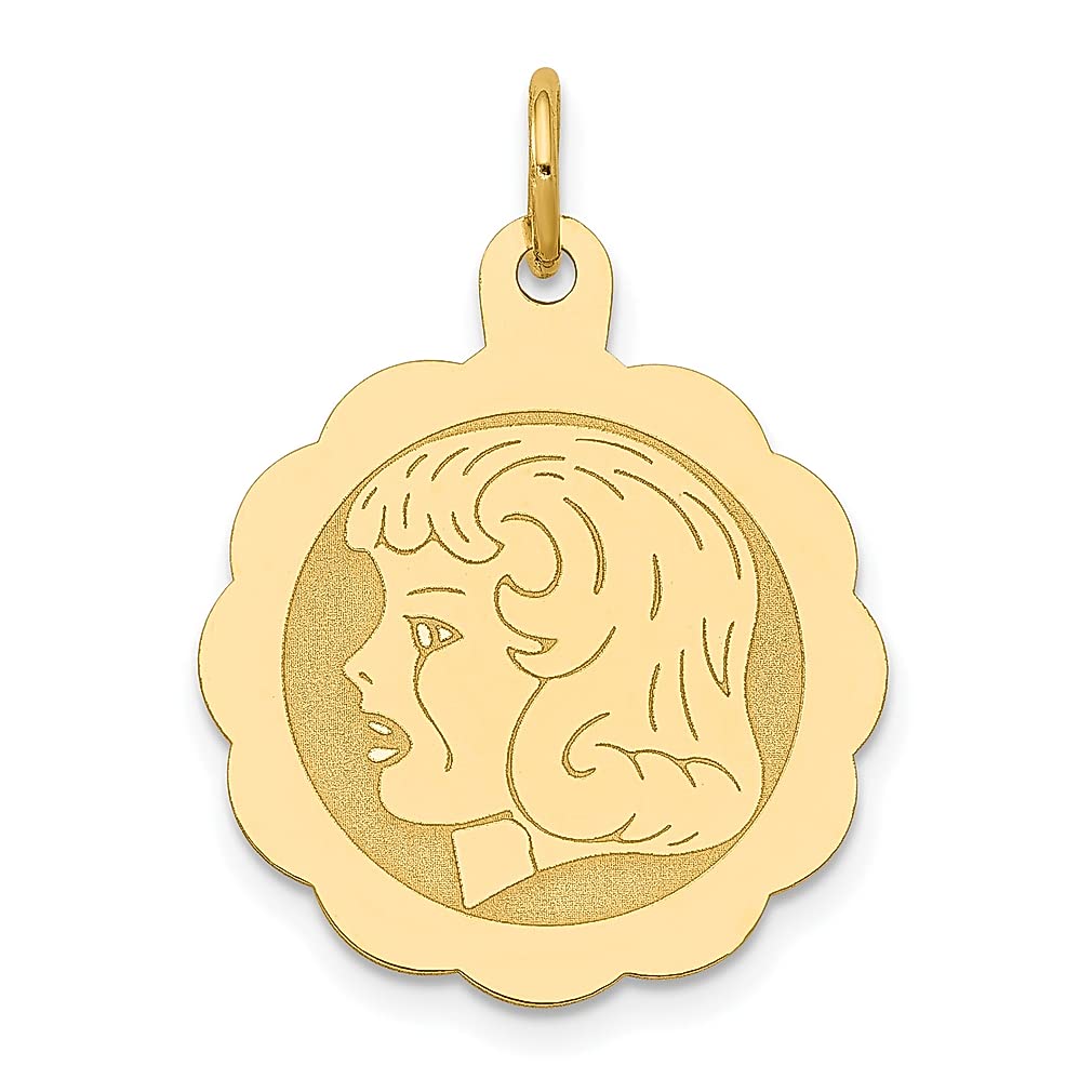 14K Yellow Gold Engravable Disc Necklace Pendant - Laser Designed Baby Girl/Boy Charm Jewelry for Women - Perfect Gift for Her, Mom, or Grandma (Ideal for Birthdays, Anniversaries & Baby Showers)