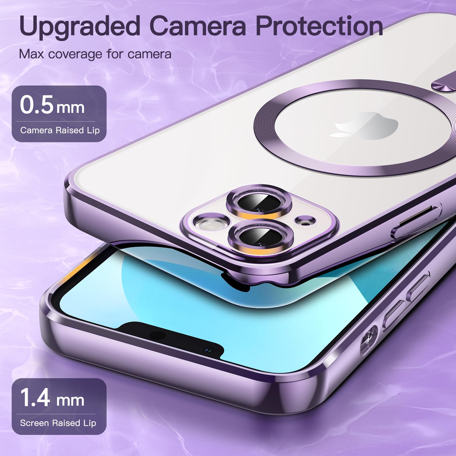 JETech iPhone 13 Case 6.1 Inch - Clear Soft TPU Phone Cover with Camera Protection | MagSafe Compatible | Shockproof & Scratch Resistant | Light Purple | Perfect for Daily Use, Work & Travel Protection