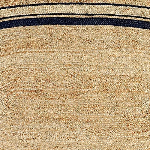 Handmade Natural Jute Farmhouse Rug - Braided Oval Area Rug 2x8 ft for Living Room, Bedroom & Kitchen - Eco-Friendly Black Line Design - Perfect for Boho Decor & Cozy Home Spaces