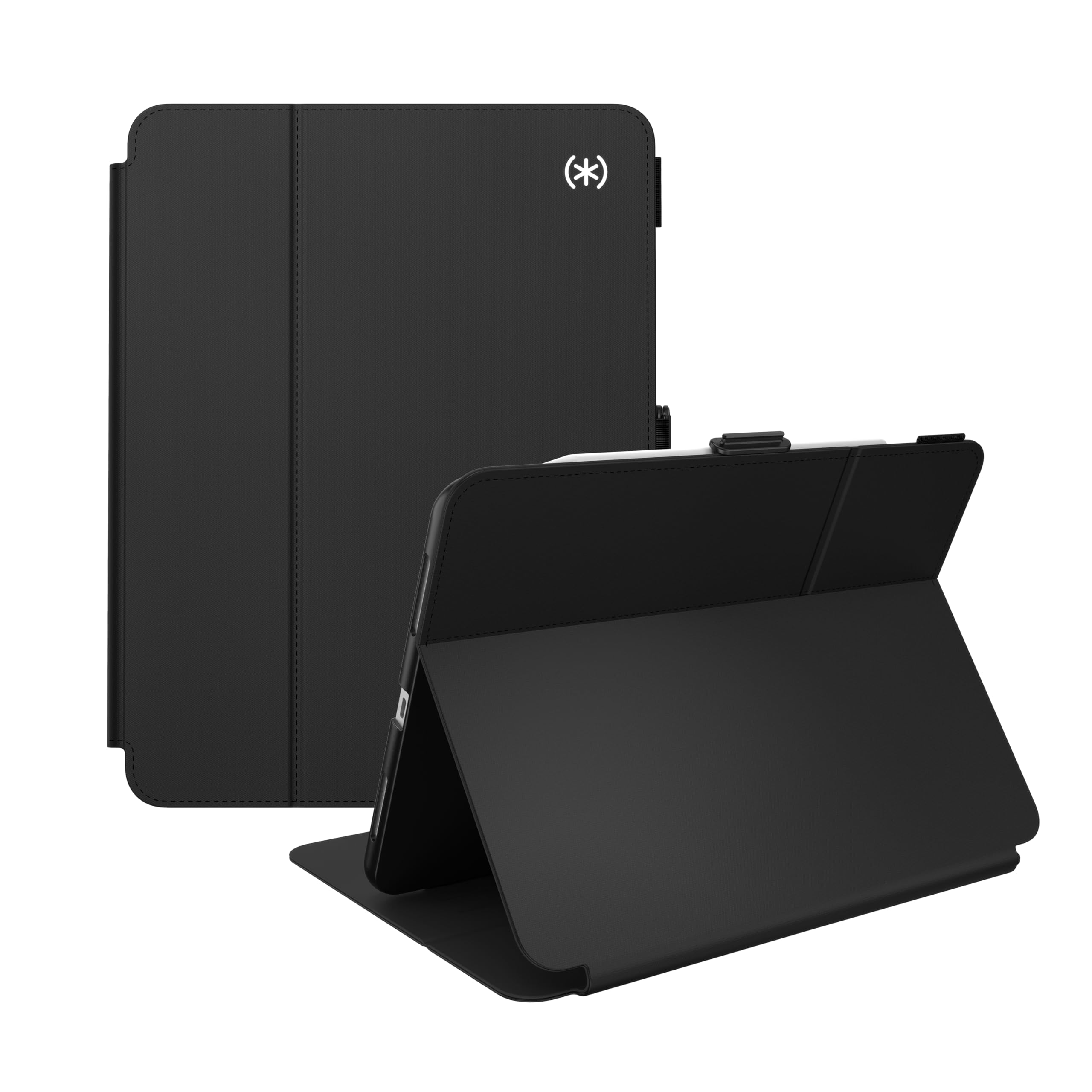 Speck iPad Air 11 Case (2024/2022/2020, 6th/5th/4th Gen) - Slim Protective Cover with Pencil Holder, Drop & Camera Protection, Multi-Angle Stand - Black/Black/White | Perfect for Work, Travel & Everyday Use
