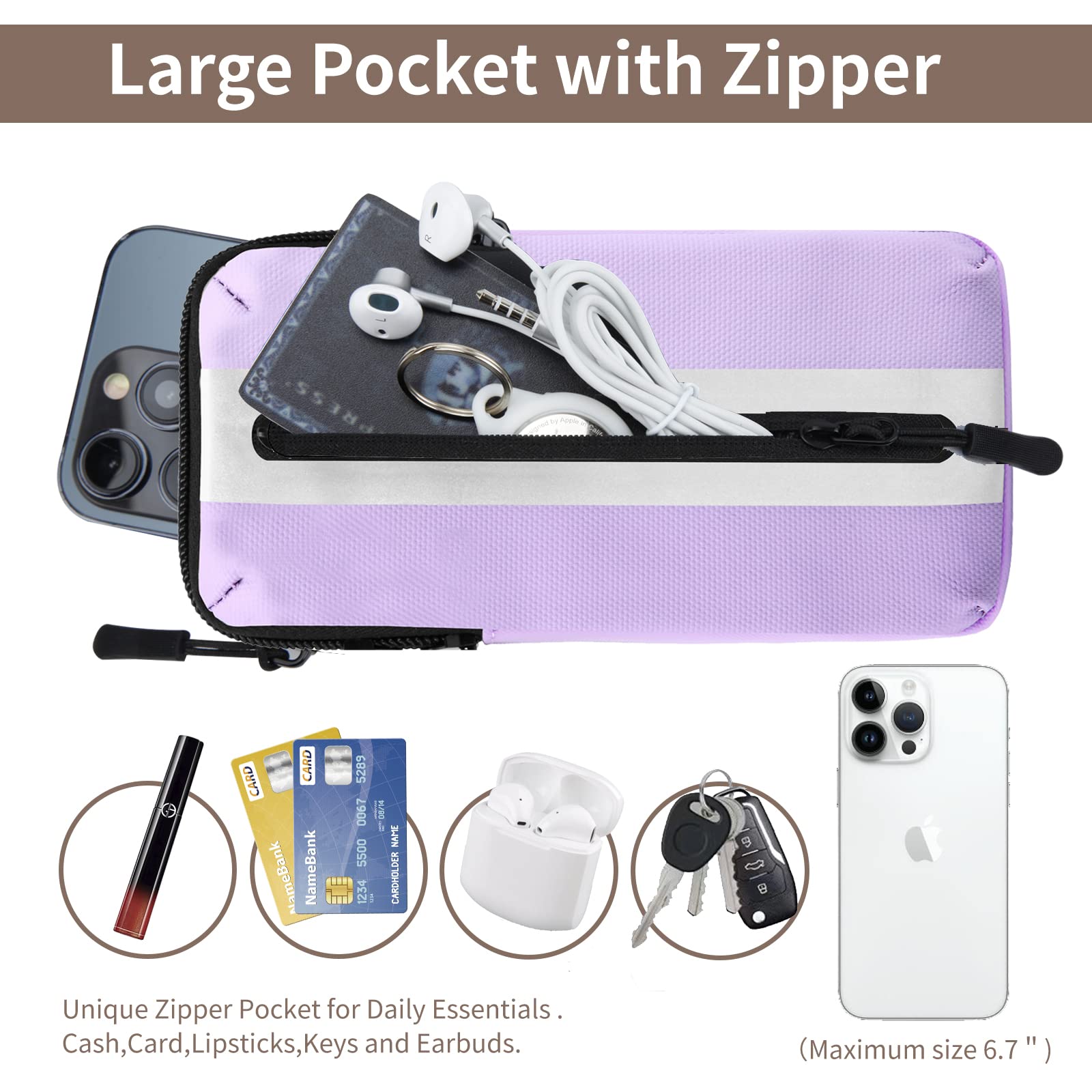 Running Armband for iPhone - Phone Holder for Exercise & Walking (Purple) - Perfect for Jogging & Gym Workouts