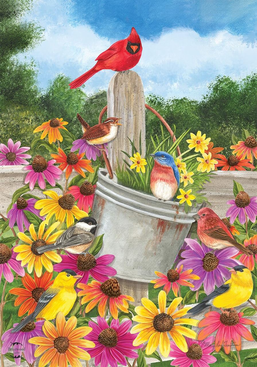 Briarwood Lane Spring Gathering Cardinal House Flag - Decorative Seasonal Outdoor Banner for Porch, Garden, and Yard Decor