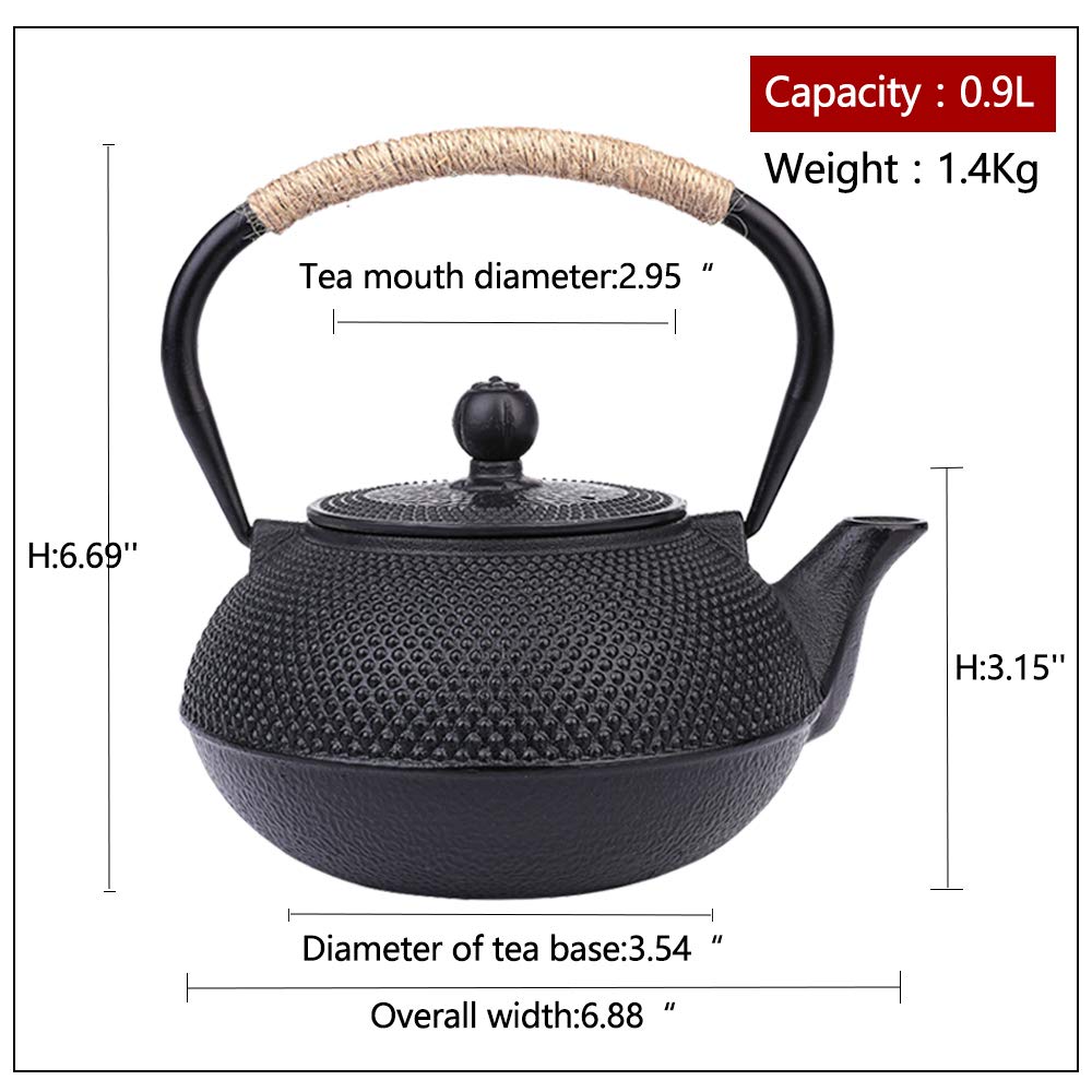 Premium Japanese Cast Iron Teapot Set with Removable Infuser - 900ml (31oz) Loose Leaf Tea Kettle for Wood Stove, Campfire & Gas Stove - Perfect for Home, Office & Outdoor Tea Ceremonies
