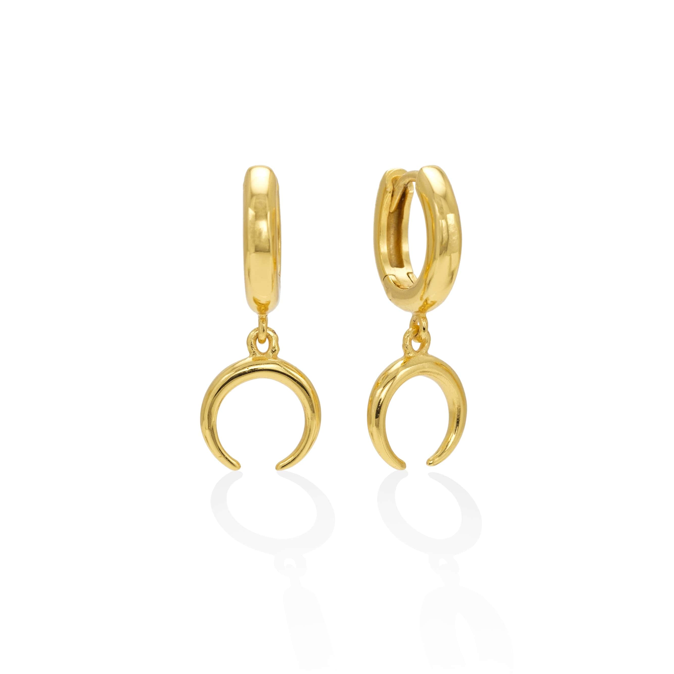 Stylish Horn Charm Huggie Drop Hoop Earrings for Women - Boho Chic Dangle Earrings for Everyday Wear & Special Occasions
