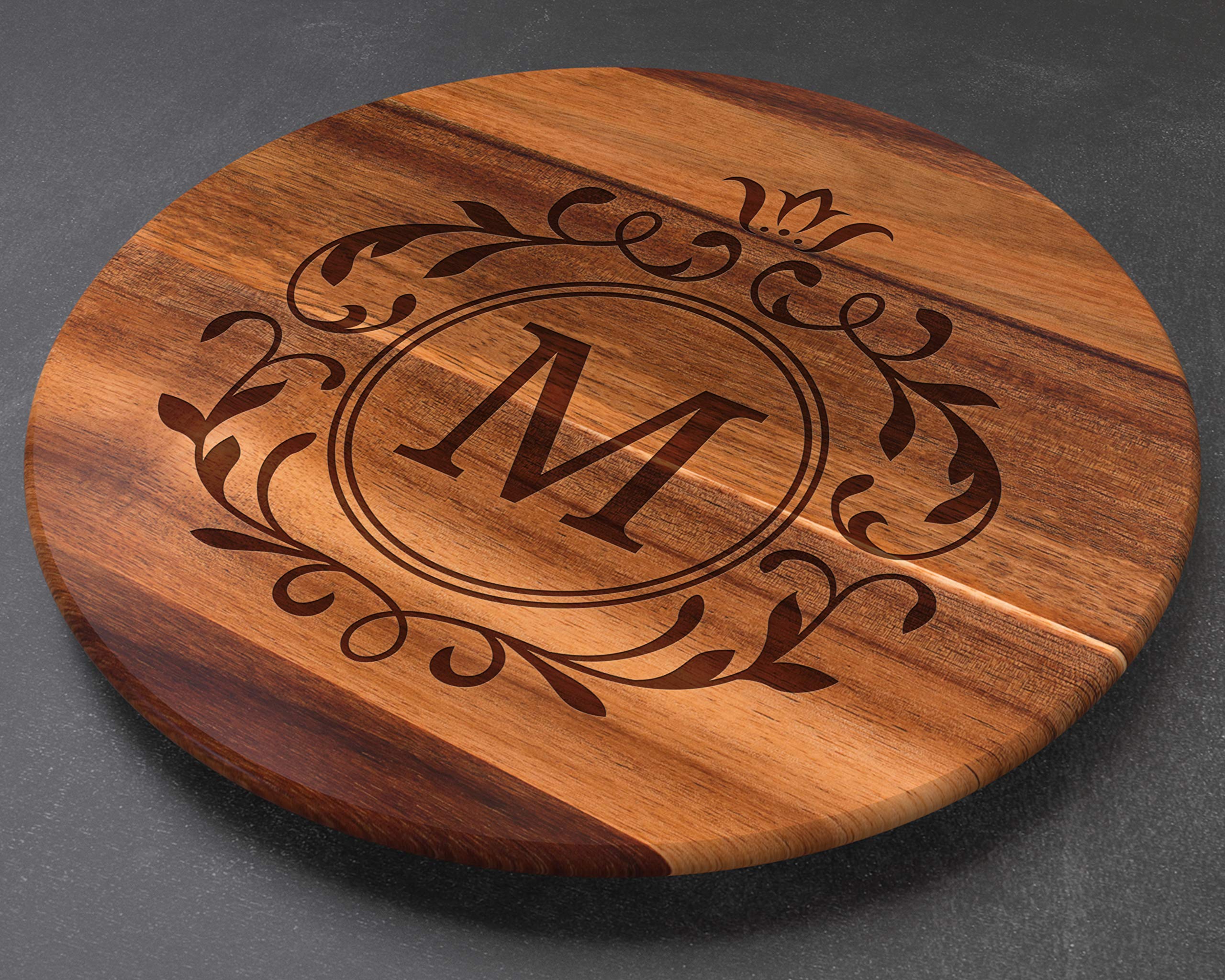 Custom Lazy Susan Turntable - Personalized Wooden Rotating Serving Tray for Dining Table, Wedding Gifts & Kitchen Organization | Perfect for Entertaining, Spice Storage & Cutting Board Use