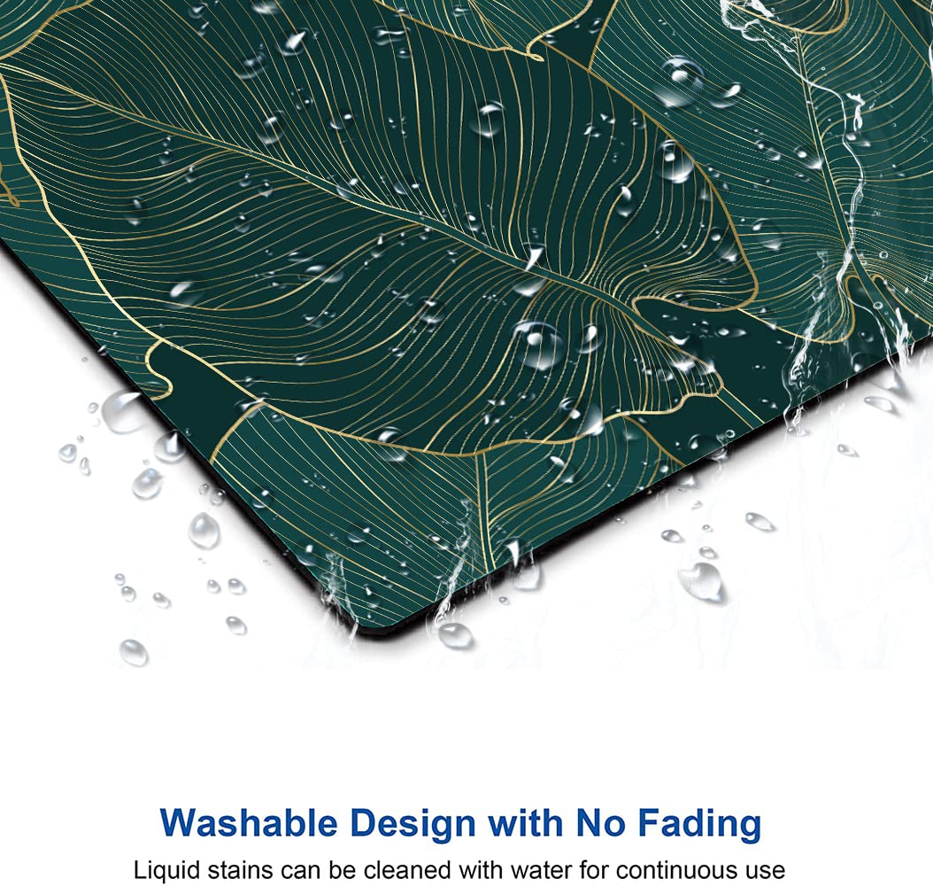 Premium Green Leaves Mouse Pad - Non-Slip Rubber Base, Waterproof Office Desk Mat for Computer & Laptop - Custom Design Wireless Mouse Surface - Perfect for Home Office, Gaming & Workspace Decor