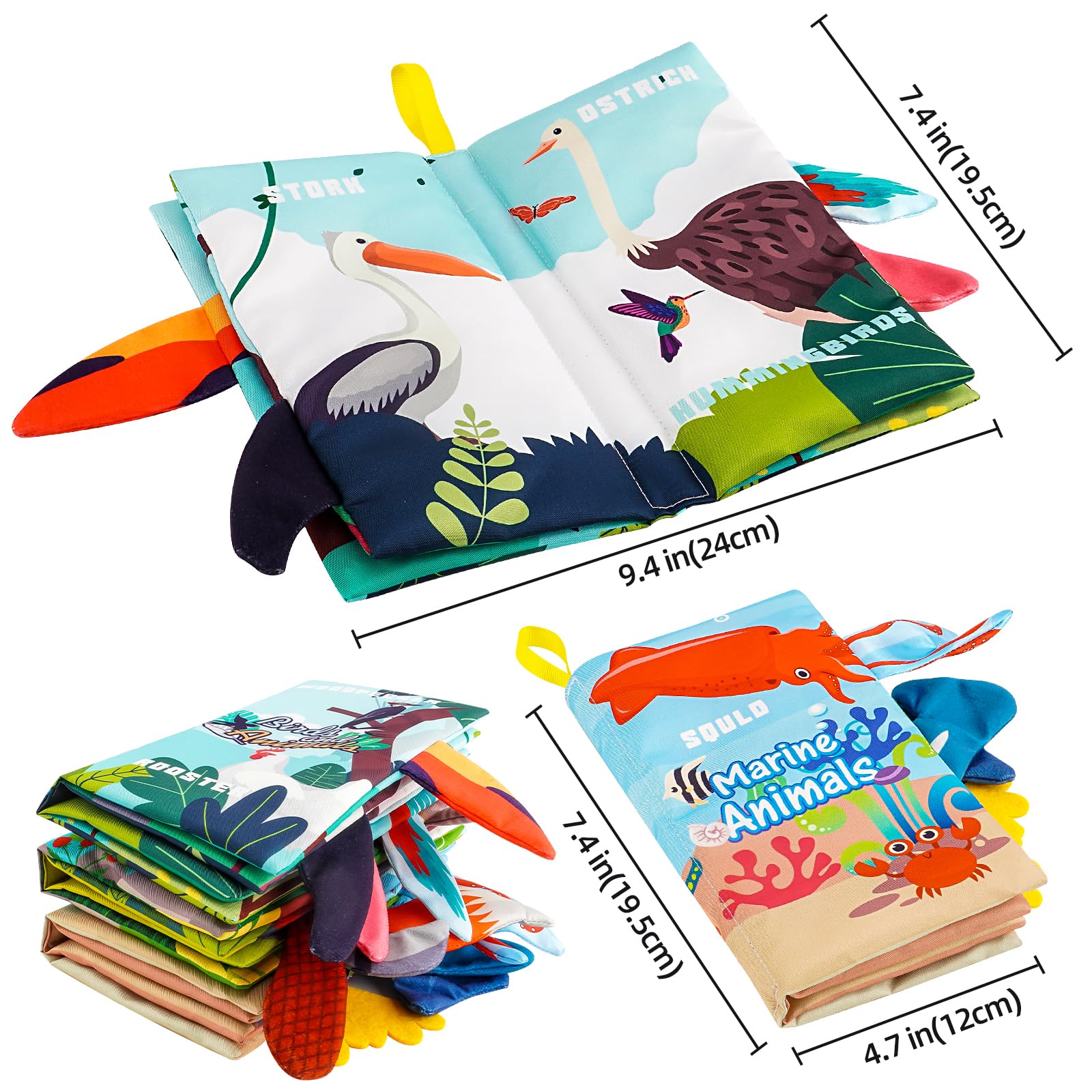 3PCS Soft Baby Bath Books - Crinkly Sensory Toys for 0-18 Months, Perfect for Tummy Time & Stroller Play