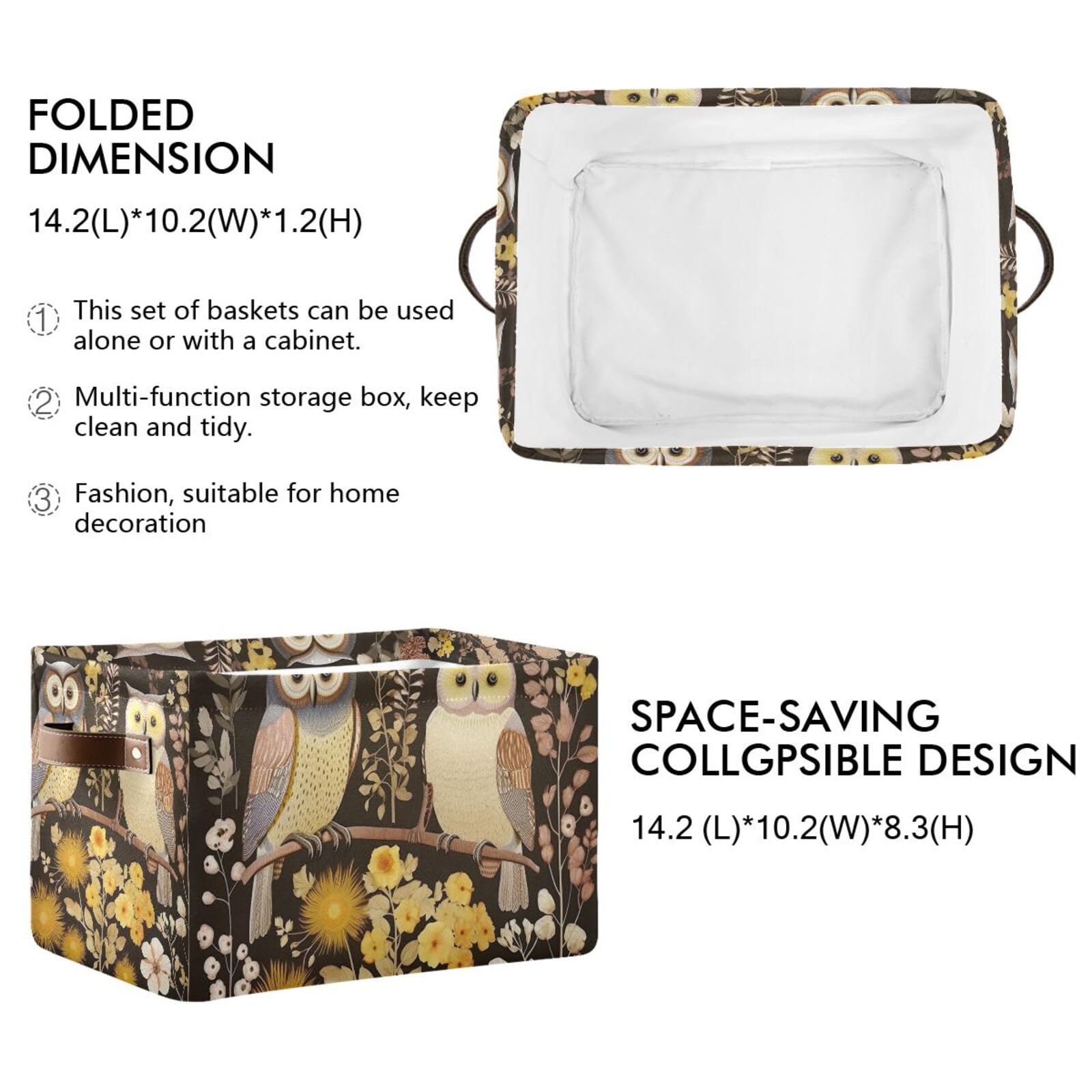 Foldable Canvas Storage Baskets with Handles - 2 Pack Rectangle Fabric Organizer Box for Clothes, Home & Office Organization | Perfect for Closet Shelves, Bedroom Decor & Laundry Storage
