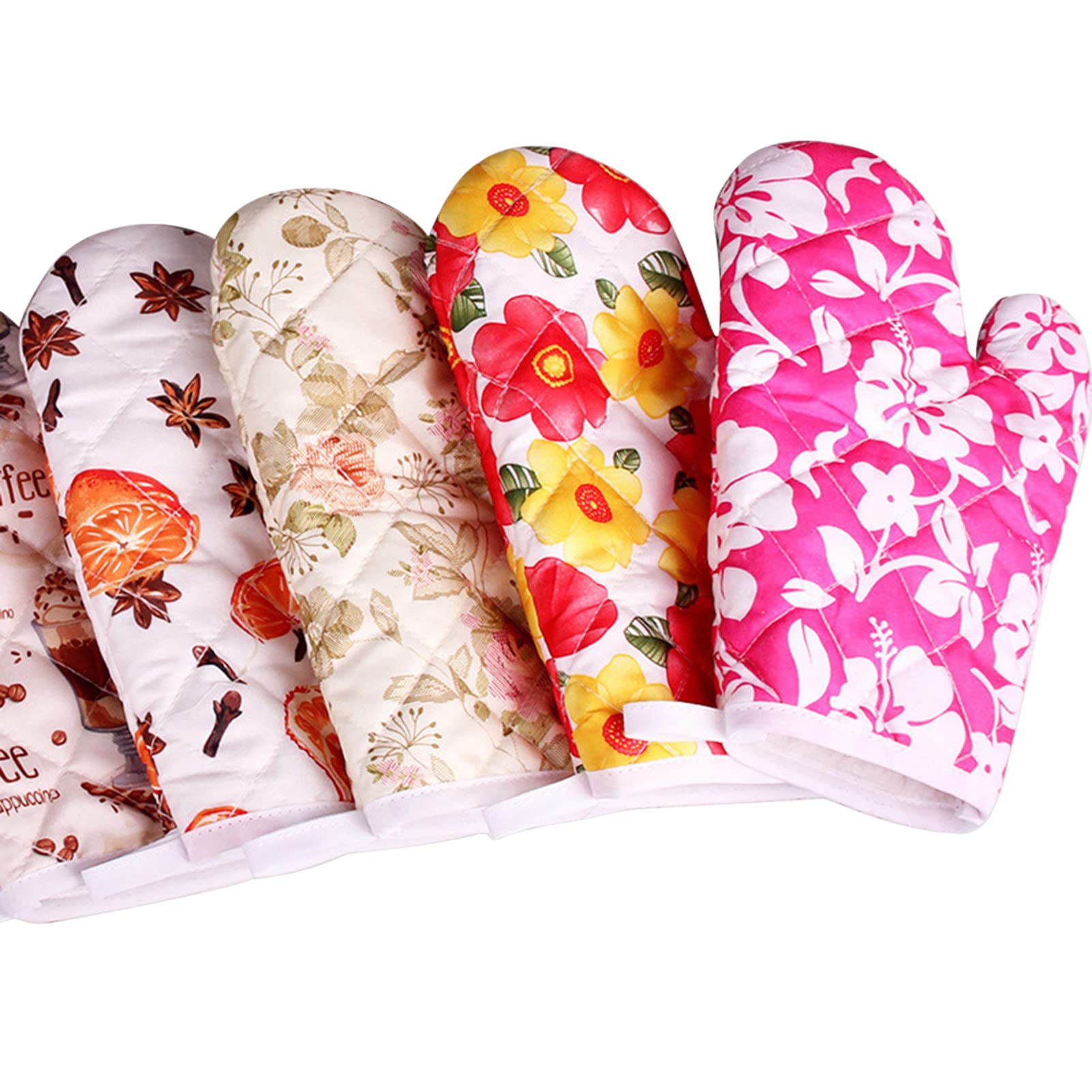 Heat Resistant Winter Gloves & Oven Mitts - Soft Polyester Floral Printed Microwave Gloves for Baking, Cooking, and Kitchen Safety - Perfect for Holiday Baking, Grilling, and Cold Weather Protection