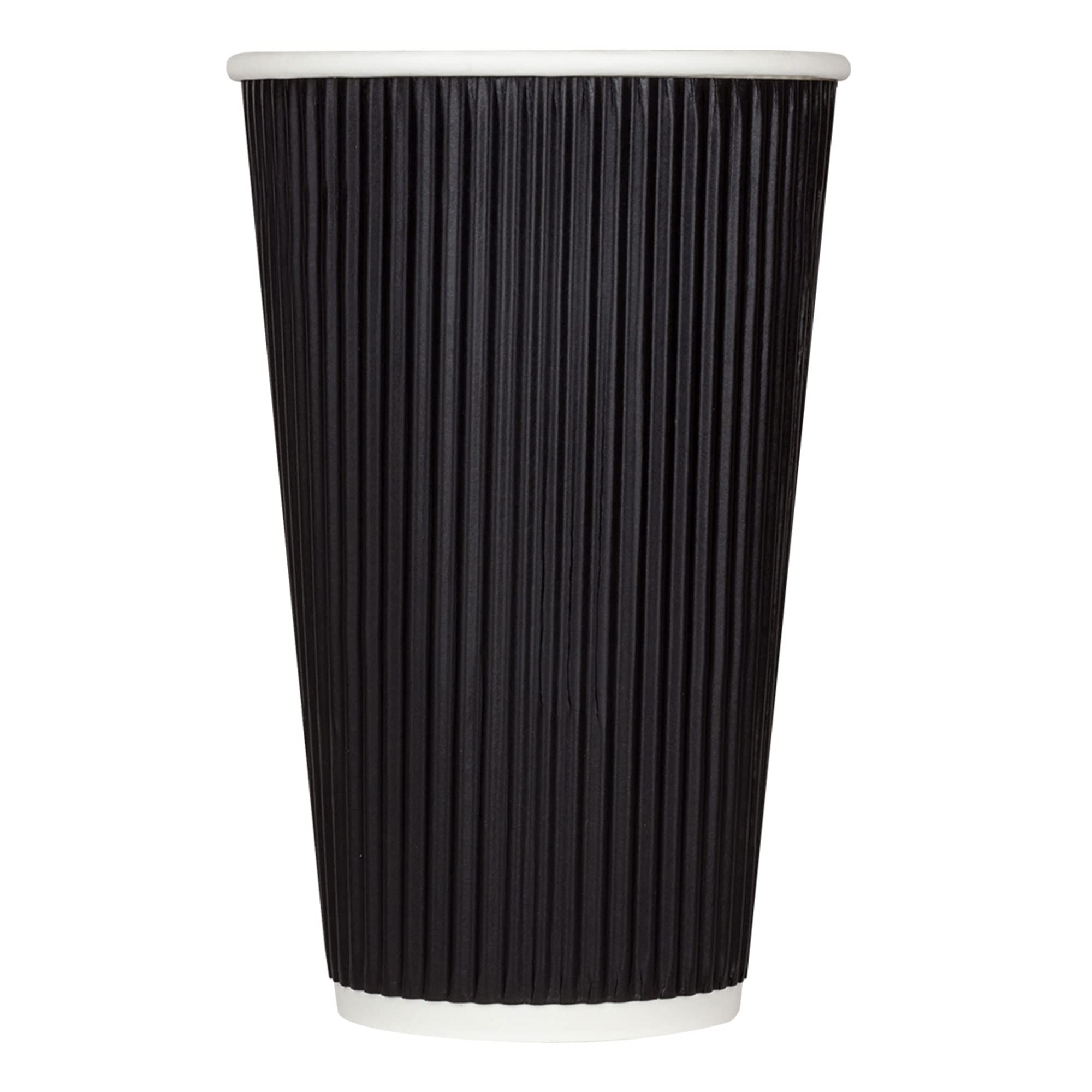 Karat 16oz Ripple Insulated Coffee Cups [500 Count] - Double Poly Lined Hot Drink Containers for Coffee, Tea & Cocoa - Perfect for Offices, Cafes & Catering - Black (C-KRC516B)